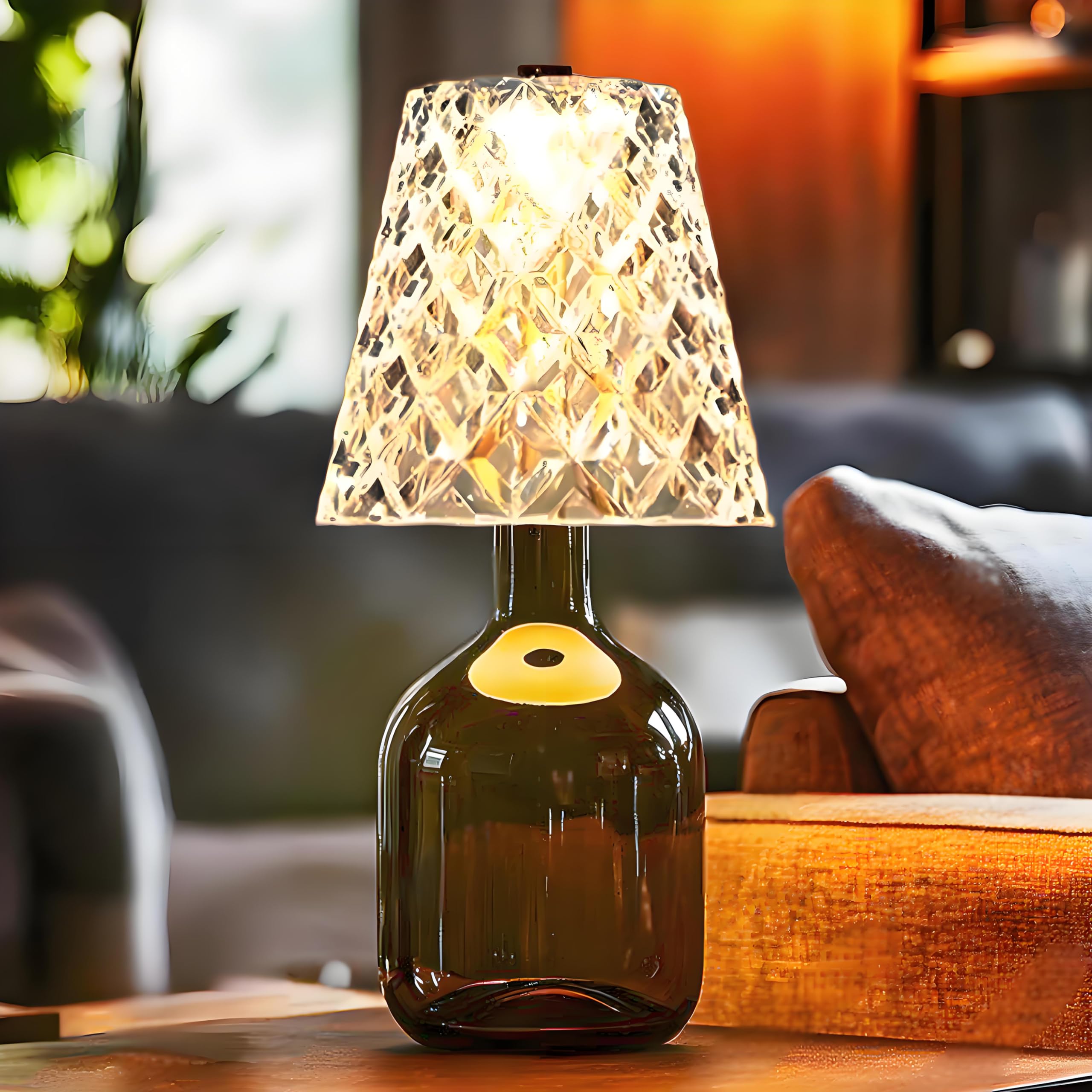 JIOFAVIU Beverage Bottle Lamp Crystal Clear  Rechargeable LED Acrylic Bottle Lampshade  2000mAh  3 Colors  Table Lamps  Desk Lights