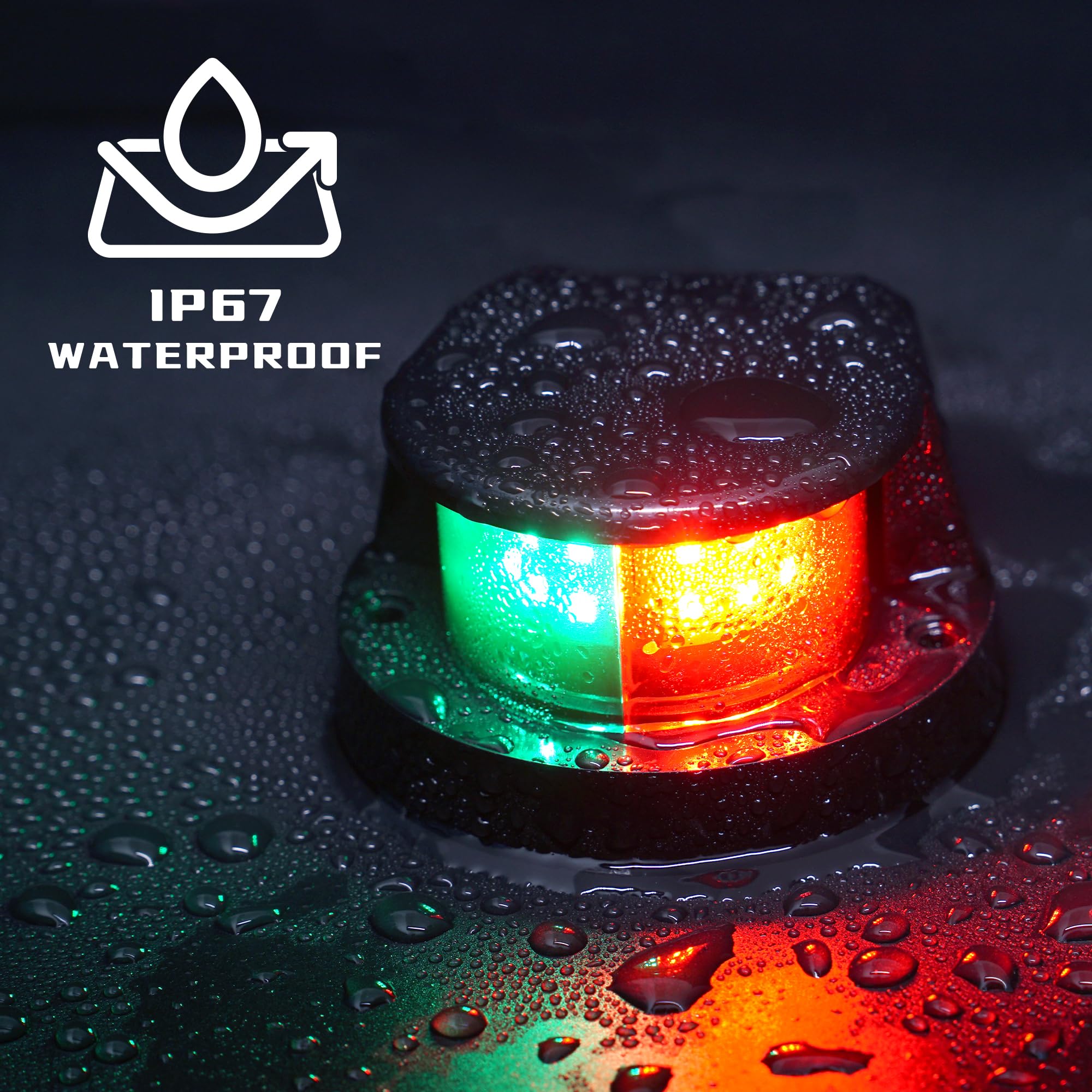 marinexplore LED Marine Bow Light - Black Front Warning Light for Pontoon Fishing Boat