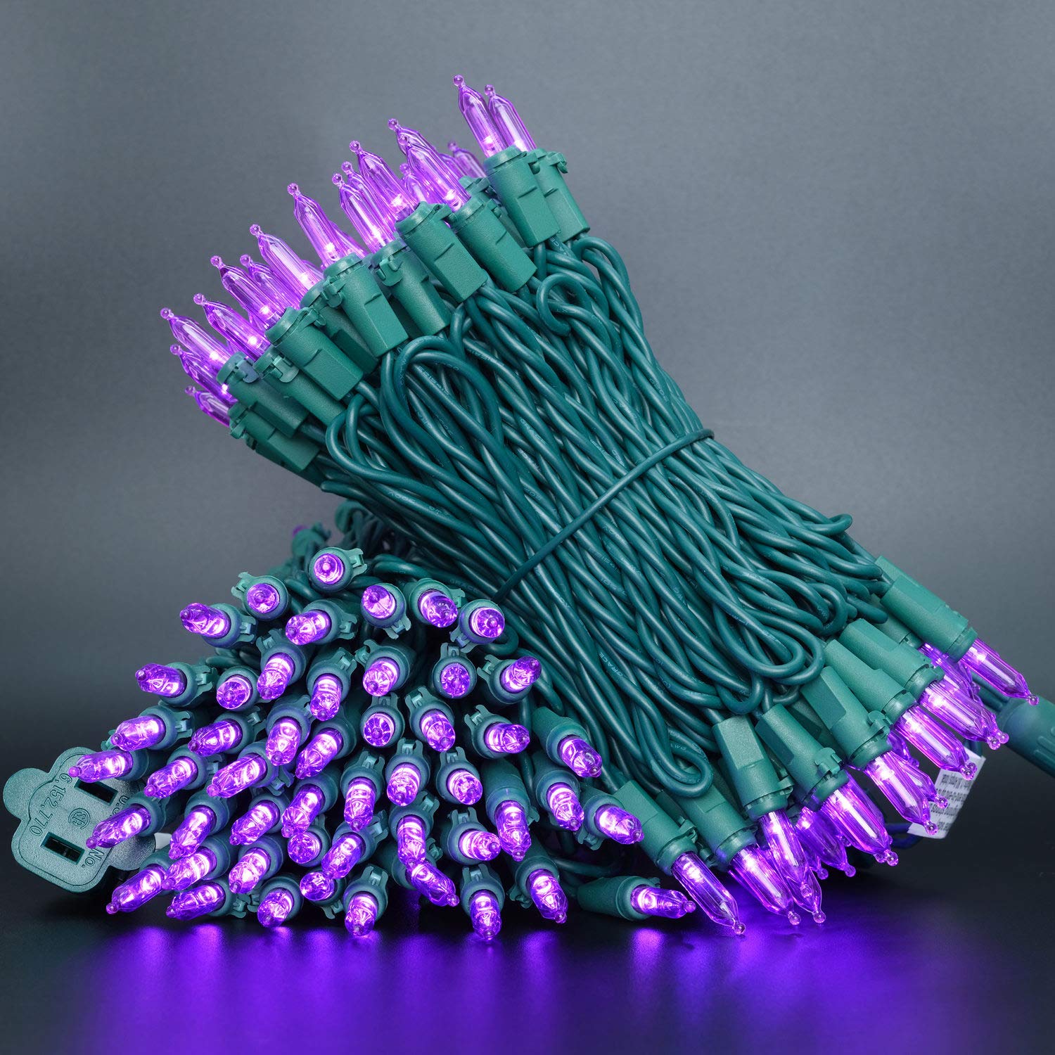 Yuletime Purple Led Christmas Lights 200 Count 50 Ft, Pack Of 2 Strands 25 Ft 100 Lights Ul Certified String Light Set (Purple)