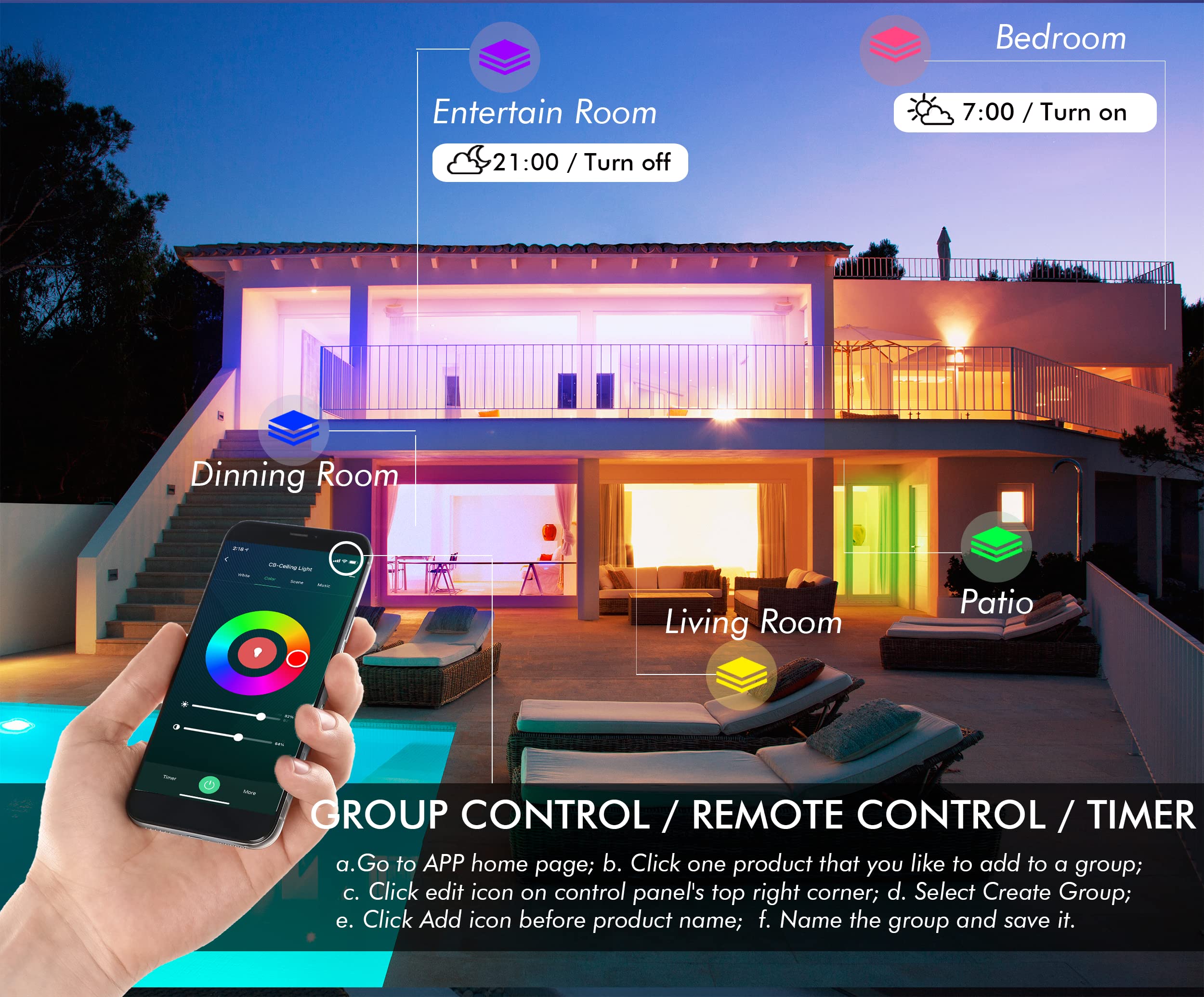 [6 Pack] Cloudy Bay 6Inch Smart Wifi Led Recessed Lights,Rgb Color Changing Recessed Lighting,Compatible With Alexa And Google H