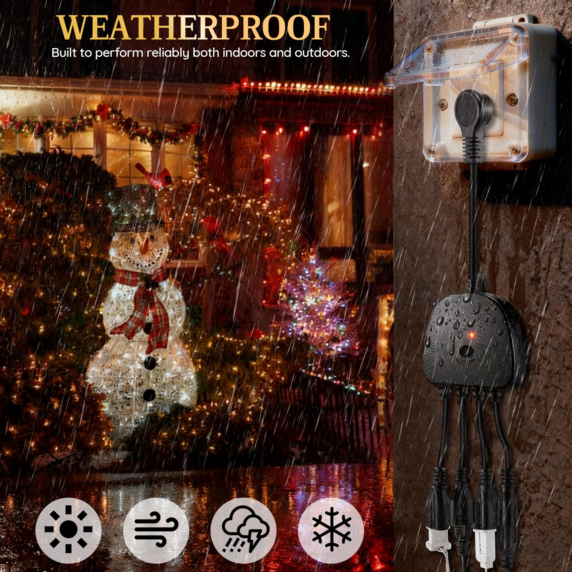 Gulfmew Christmas Light Controller with Remote, 14 Functions, Waterproof, Black, Model TD-Gulfmew-1050