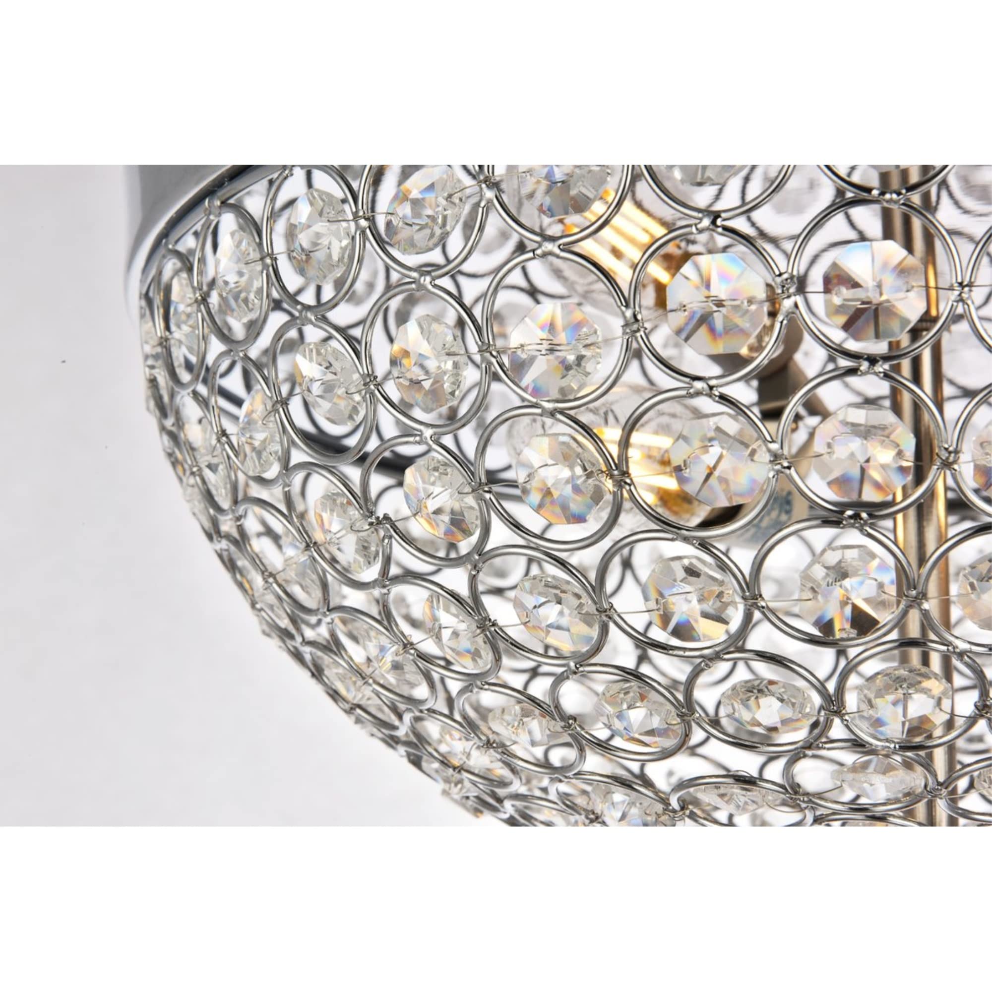 Elegant Lighting Living District Indoor Modern Home Decor Bright Taye Collection Flushmount D13.5 H6.3 Lt:3 Chrome Finish