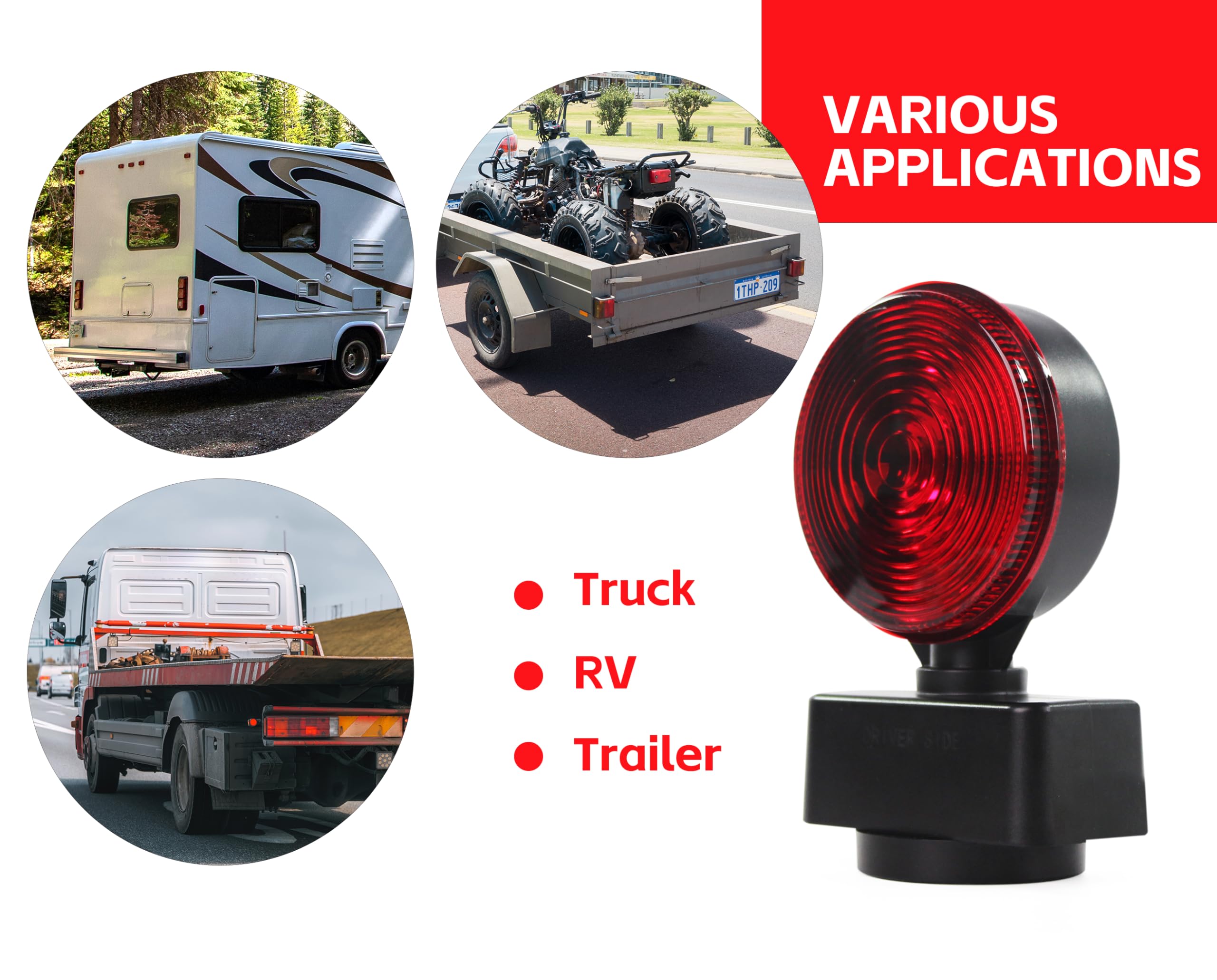 Maxxhaul 50871 Magnetic One Led Trailer Tail Towing Light Kit Dot Turn Brake Parking Lights For Truck Rv Boat Car Bike Trailer