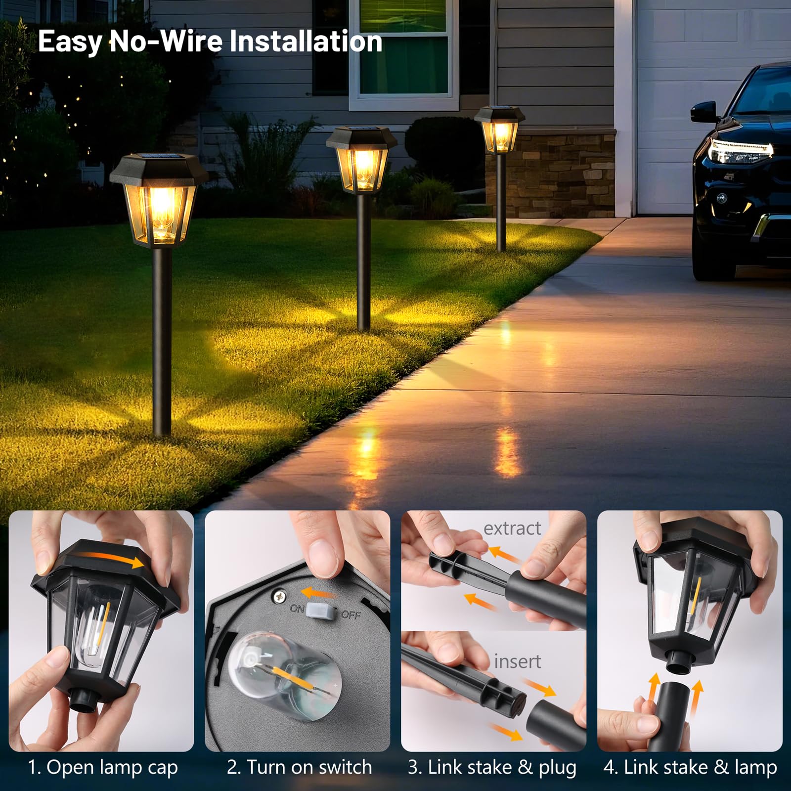 Solar Pathway Lights Outdoor 12 Pack Solar Lights Outdoor Waterproof With 3000K Tungsten Filament Bulb  Decor Driveway Lighting For Yard Garden Landscape Walkway Path Lawn FatherS Day (Warm White)