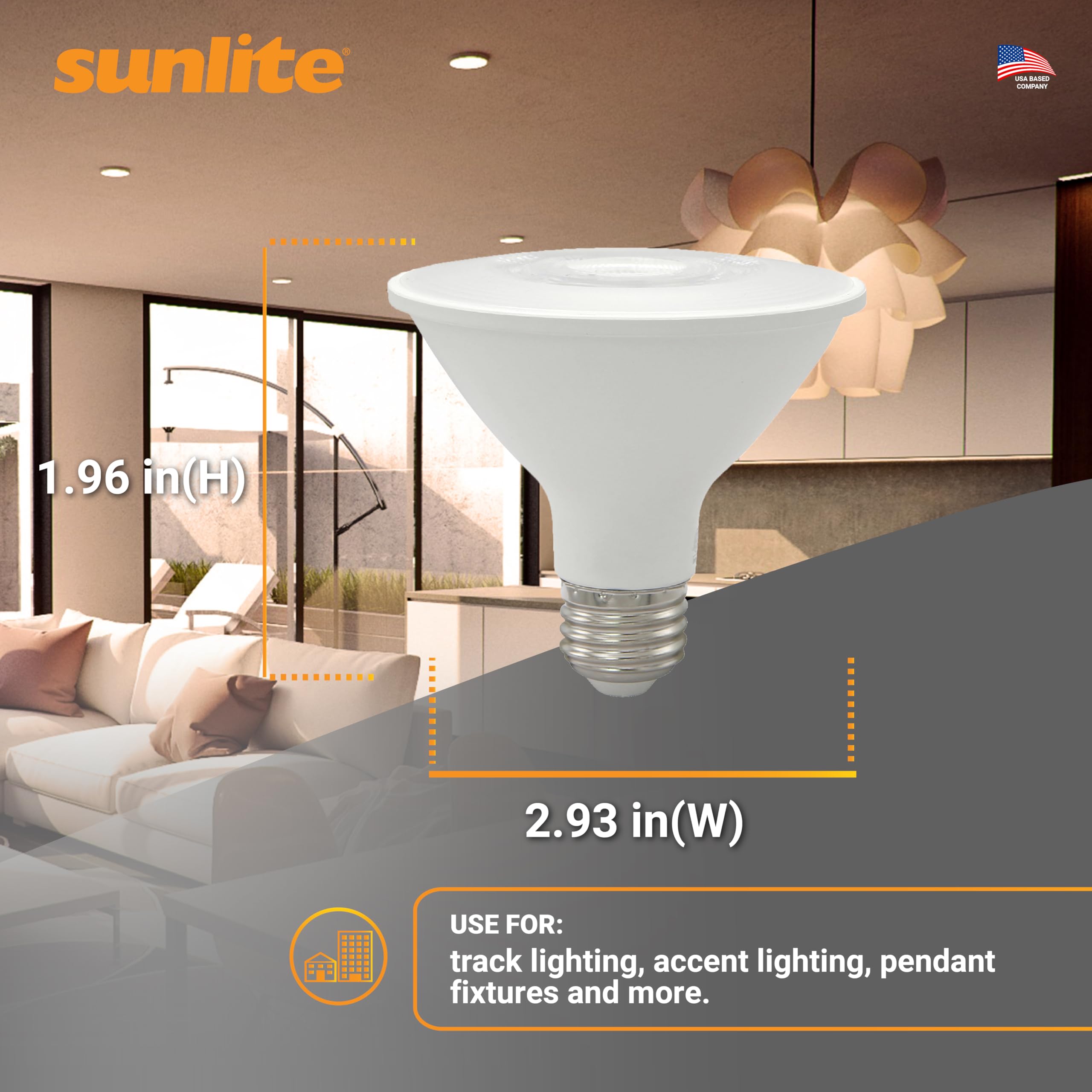 Sunlite Reflector Par30 Led Bulb  Spotlight  9W (75W=)  750 Lmns  Medium E26 Base  90 Cri  Dimmable  Decorative Track Lighting Use  Etl  Title-20 Compliant  Bulk  24 Pack  27K-Soft White