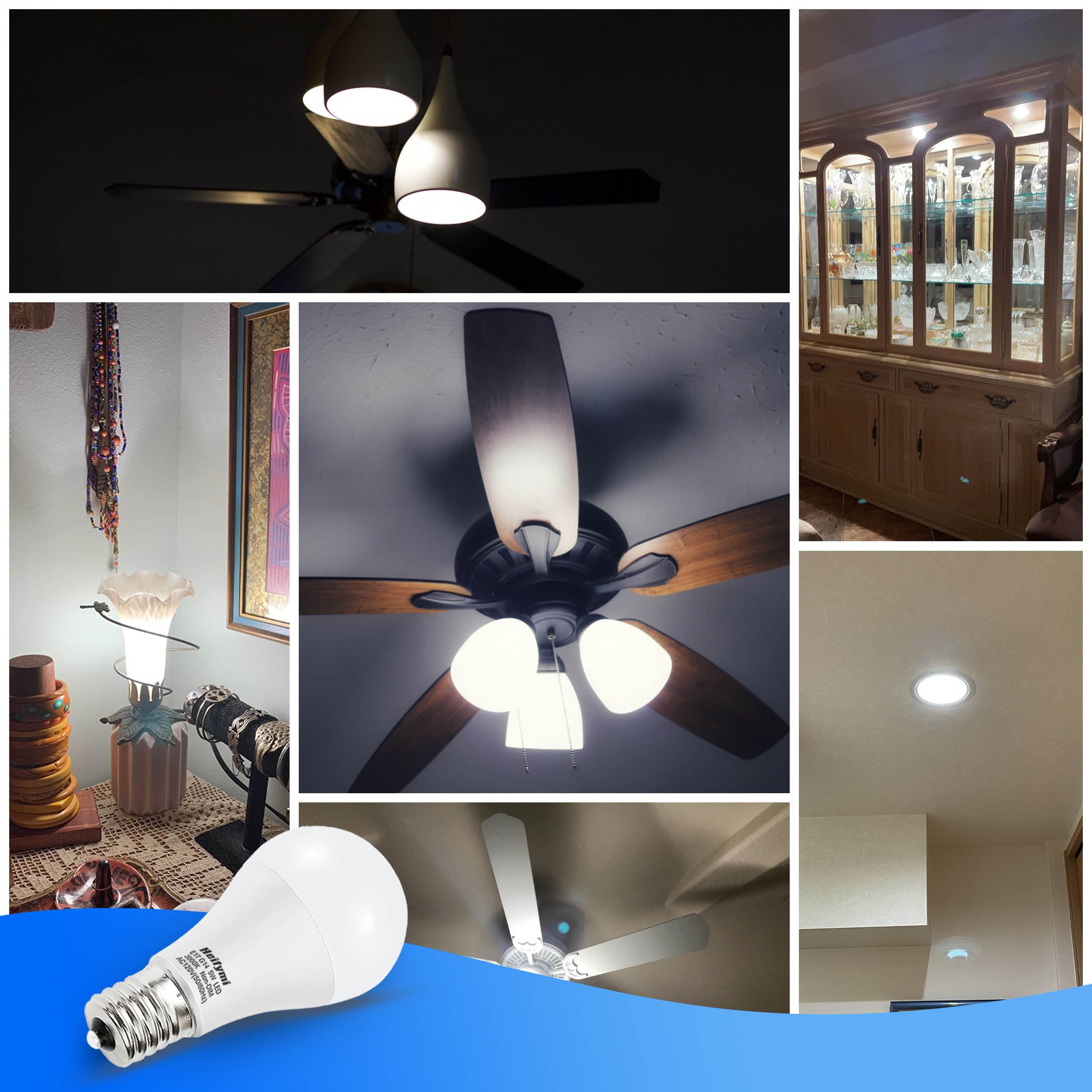 Heifymi E17 Intermediate Base Led Bulb, 5 Watts(40 Watts Equivalent), Daylight 5000K, Ac120 Volts, 500 Lumens, Non-Dimmable For