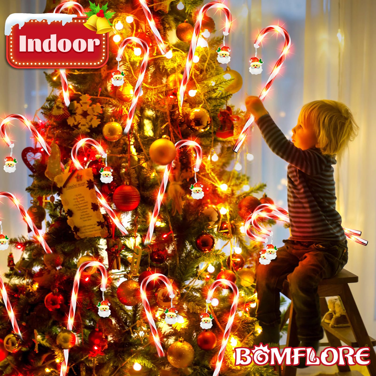 Solar Christmas Lights Outdoor Decorations: Candy Cane Light Waterproof For Yard Decorative Outside - Santa Claus Pathway Stake