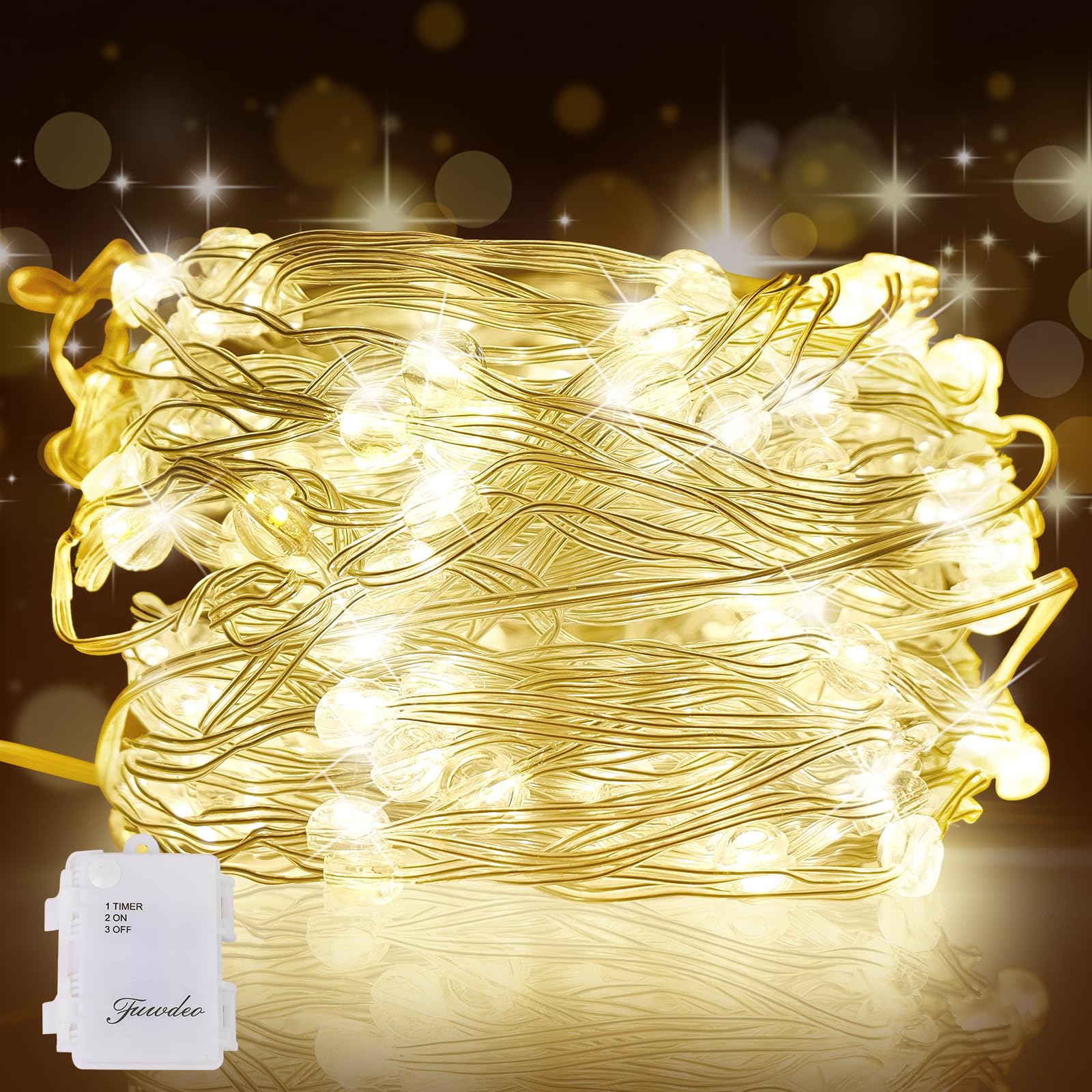 FUWDEO 7.5FT Fairy Lights Battery Operated,2 Pack Net Lights Indoor Outdoor,Mesh Lights Warm White 96 LED Lights,Christmas Fairy