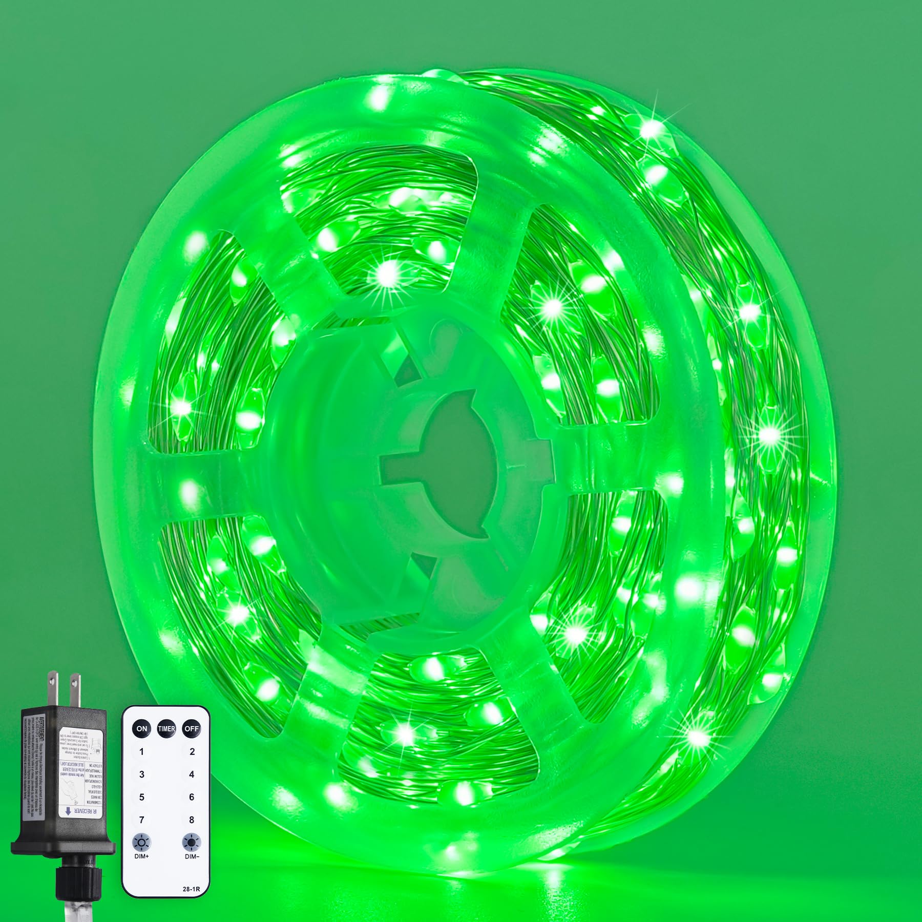 JMEXSUSS 200 LED Remote Control St Patricks Day Lights, 66 ft 8 Modes Green Lights Lights Indoor with Wheel, Plug in Green Fairy