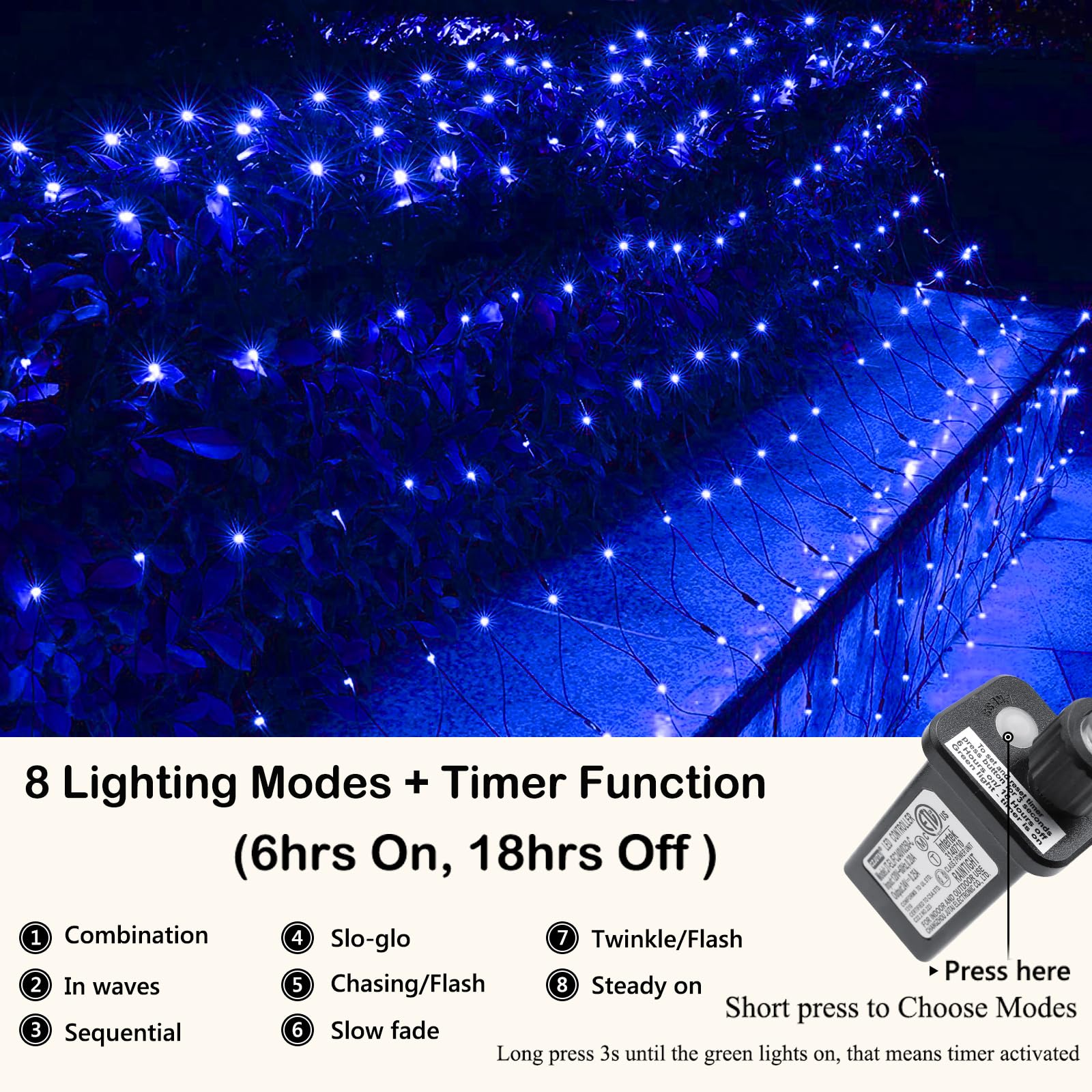 Joomer Christmas Net Lights - 12Ft X 5Ft 360 Led Plug-In Mesh Lights, Waterproof With 8 Modes, Timer, Connectable For Bushes, Tr