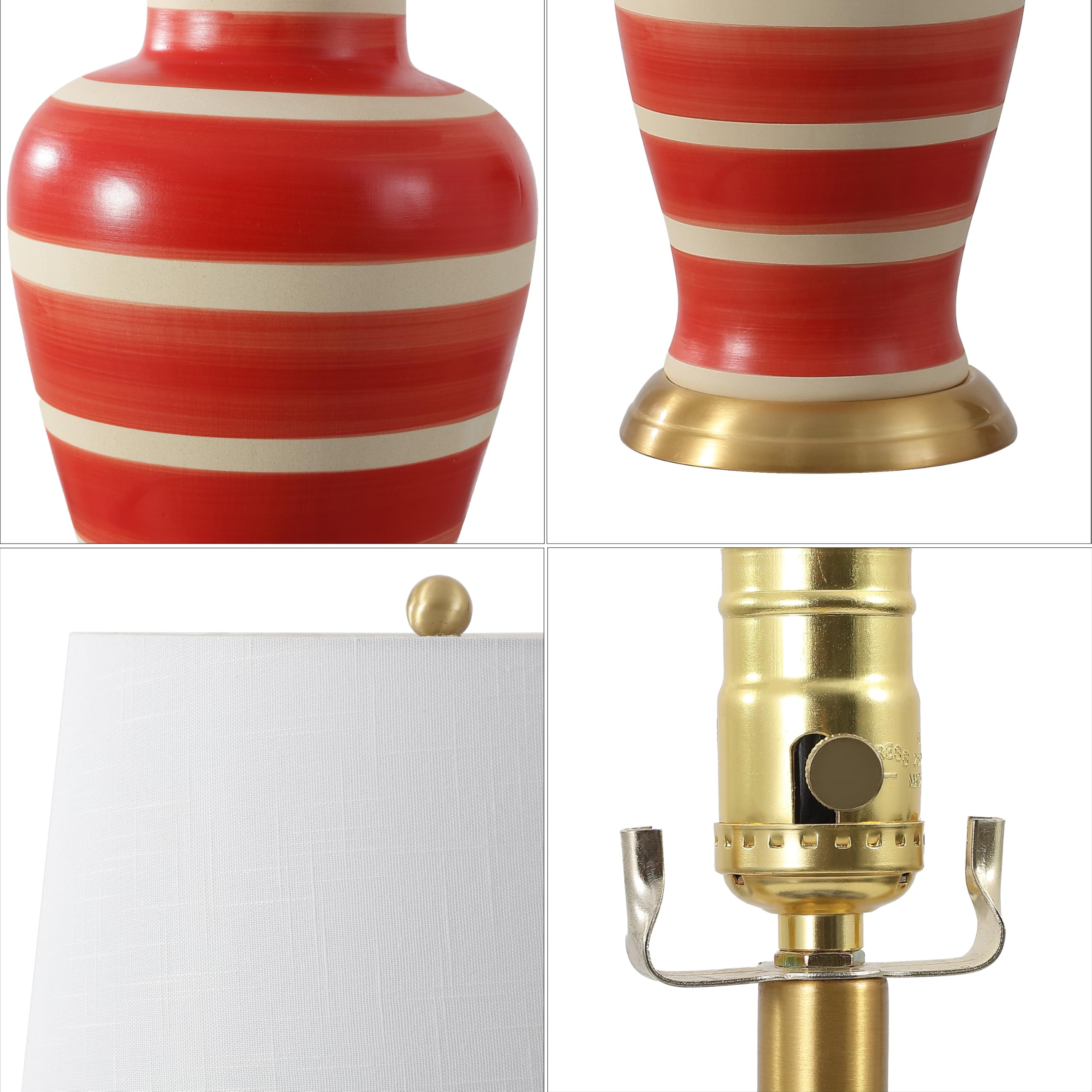 Jonathan Y Jyl4026K Julian 29'' Traditional Classic Ceramic Urn Led Table Lamp, Red/Beige For Bedroom, Living Room, Kitchen, Hom