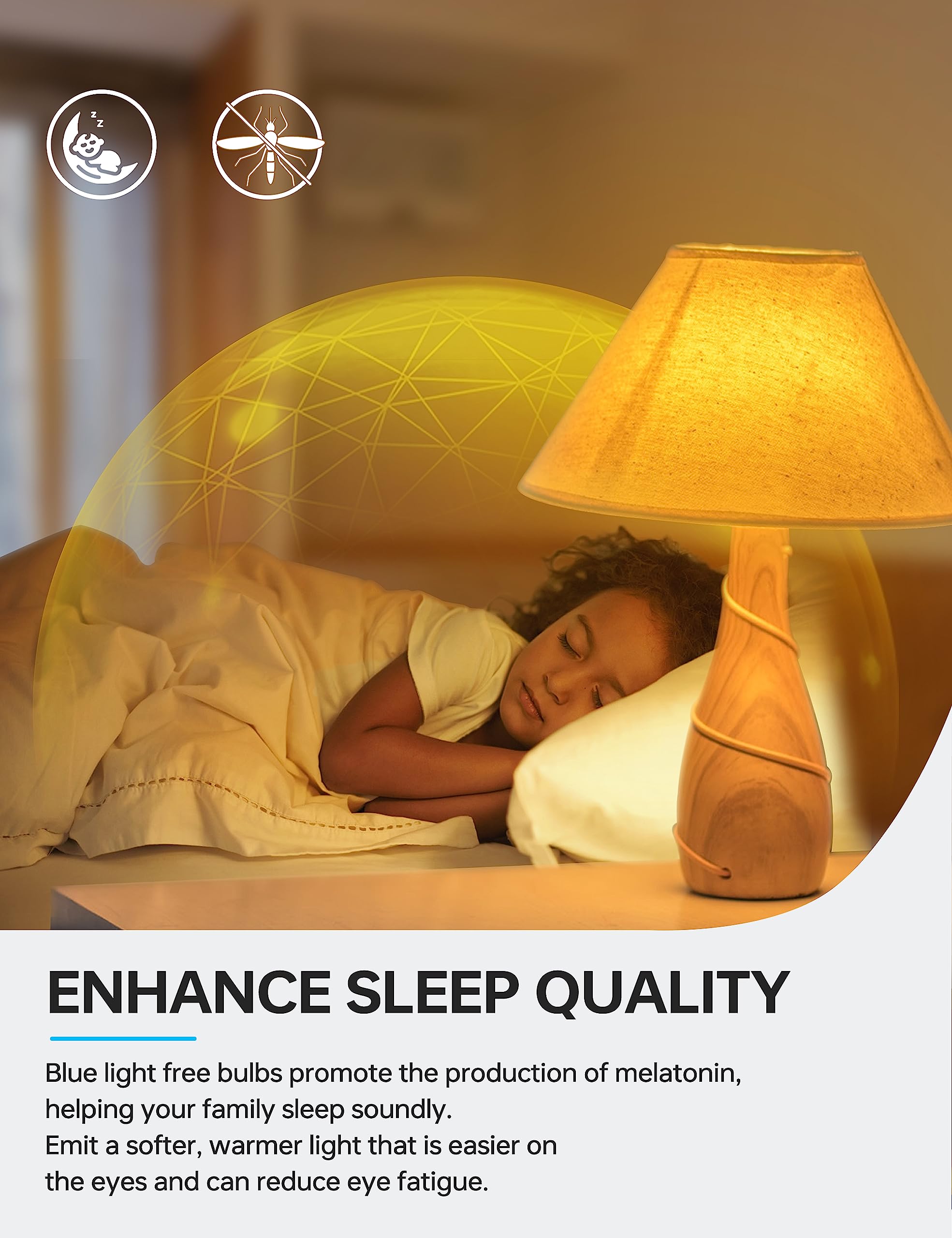 Kindeep Bug Light Bulb 23W, A21 Yellow Led 2000K, 150W-200W Equivalent, Amber For Outdoor Porch, Patio, Backyard, E26 Base, Non-