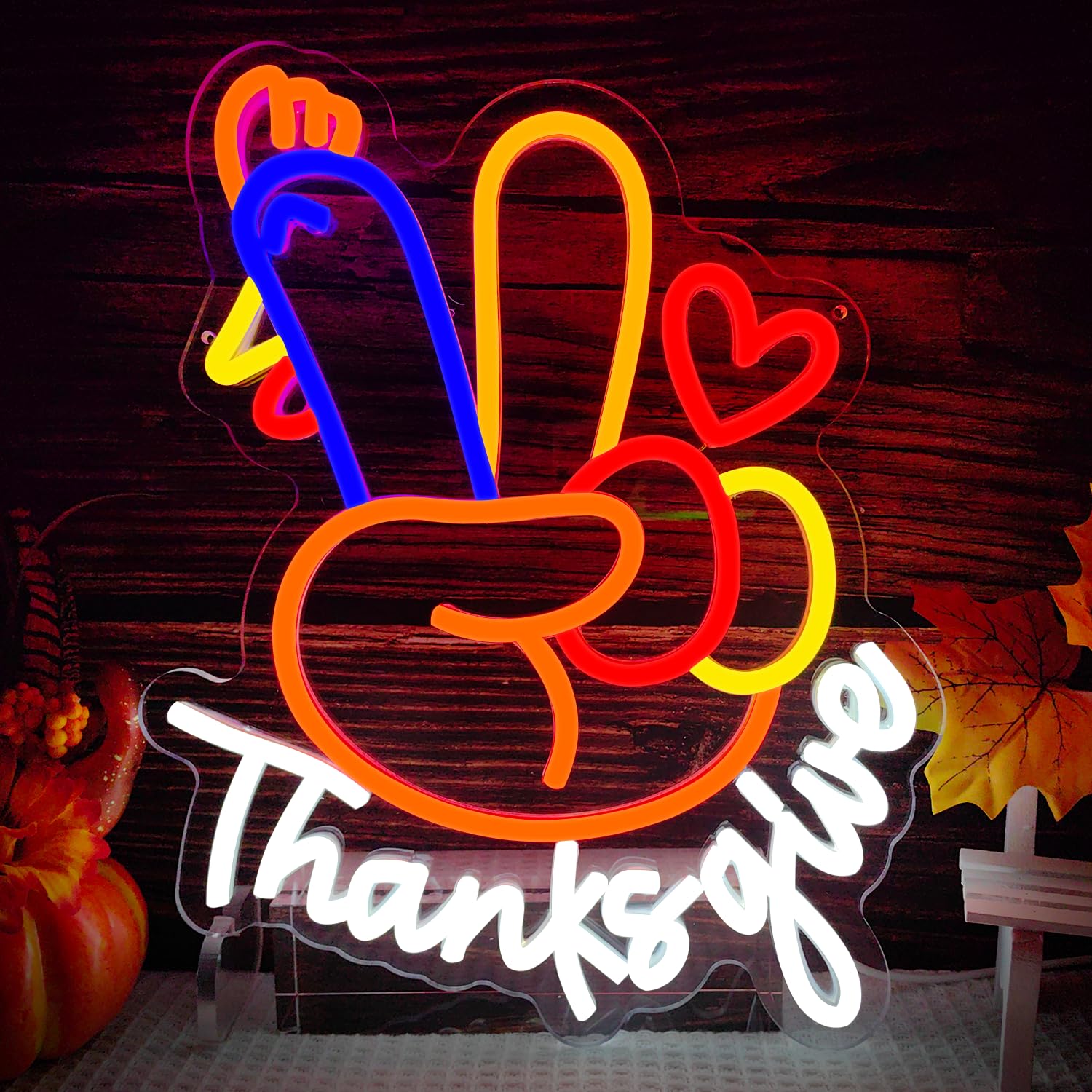 Turkey Neon Sign Thanksgiving Neon Sign Dimmable Turkey Led Light Happy Thanksgiving Led Sign For Wall Decor Turkey Neon Window Light Up Sign For Bedroom Living Room Home Decor Party Gift