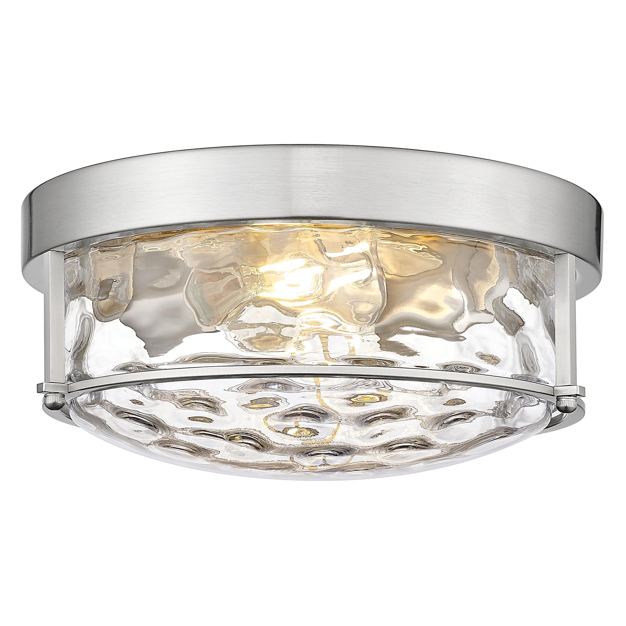 Femila Flush Mount Ceiling Light Fixture, 12'' Brushed Nickel Ceiling Light, Water Ripple Glass, For Hallway, Living Room, Kitch