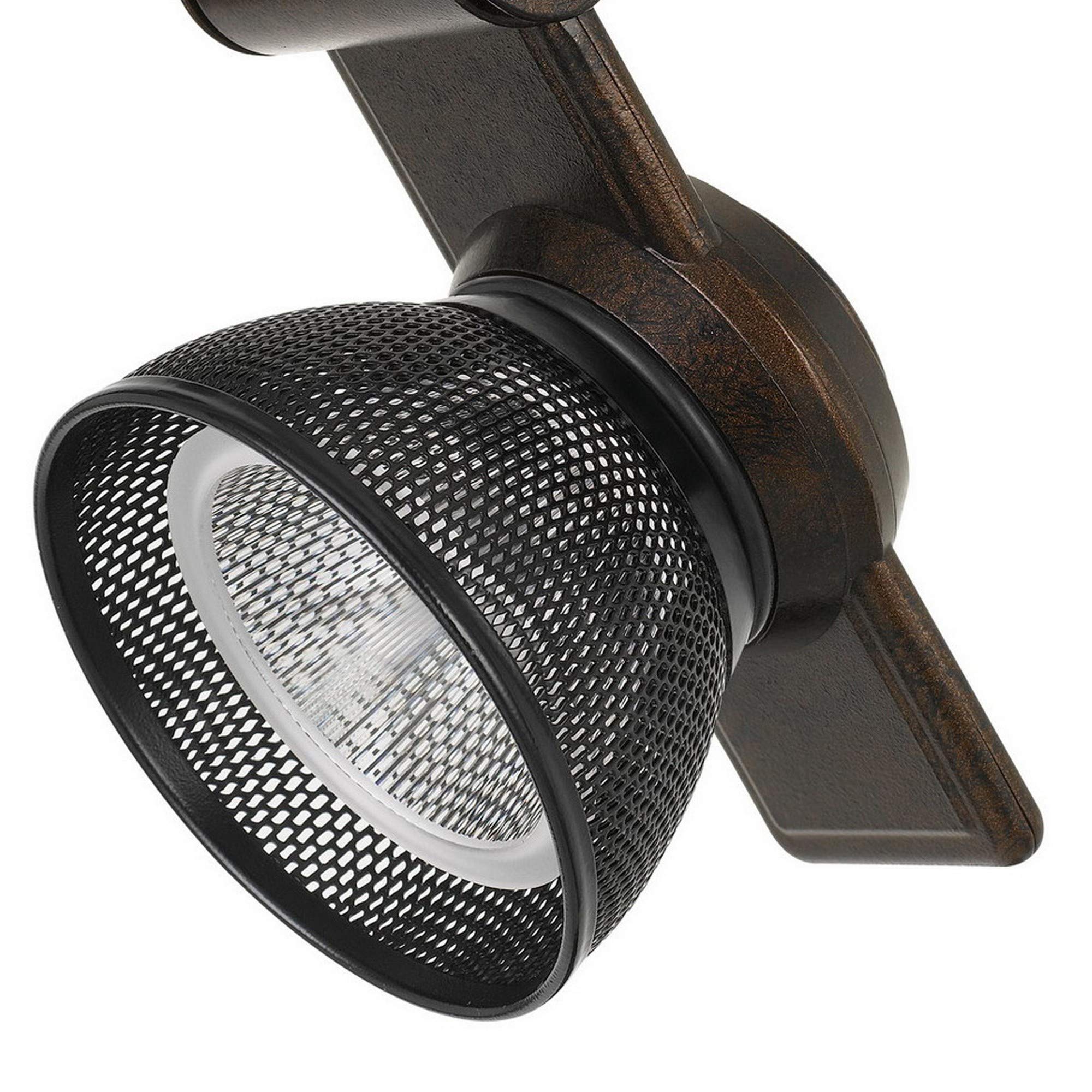 Benjara 12W Integrated Led Metal Track Fixture With Mesh Head, Bronze And Black