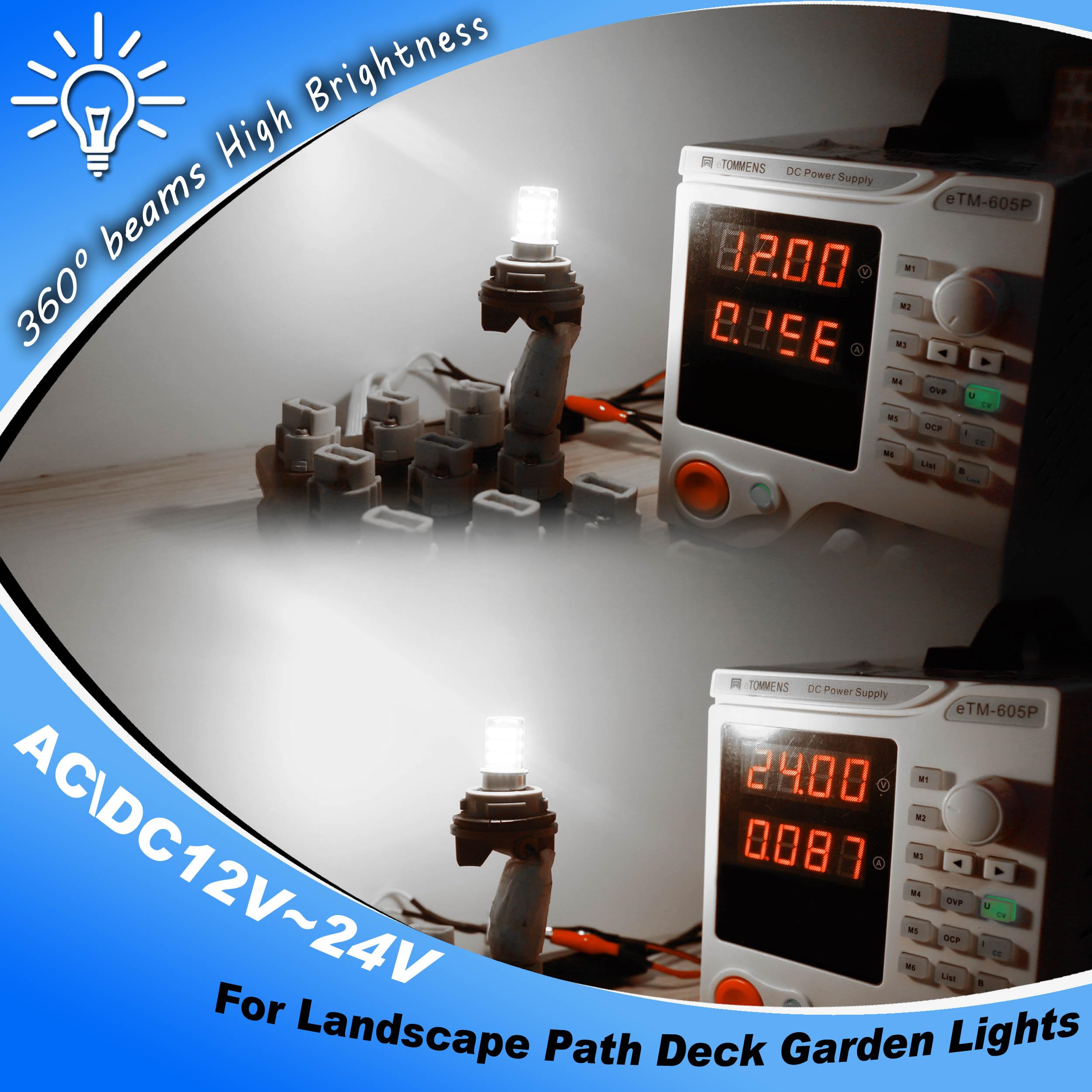 Heifymi T5 T10 LED Landscape Lights, 6000K Daylight White, Low Voltage, 2W Equivalent, 6 Pack, Plastic, Model MFFT10L6
