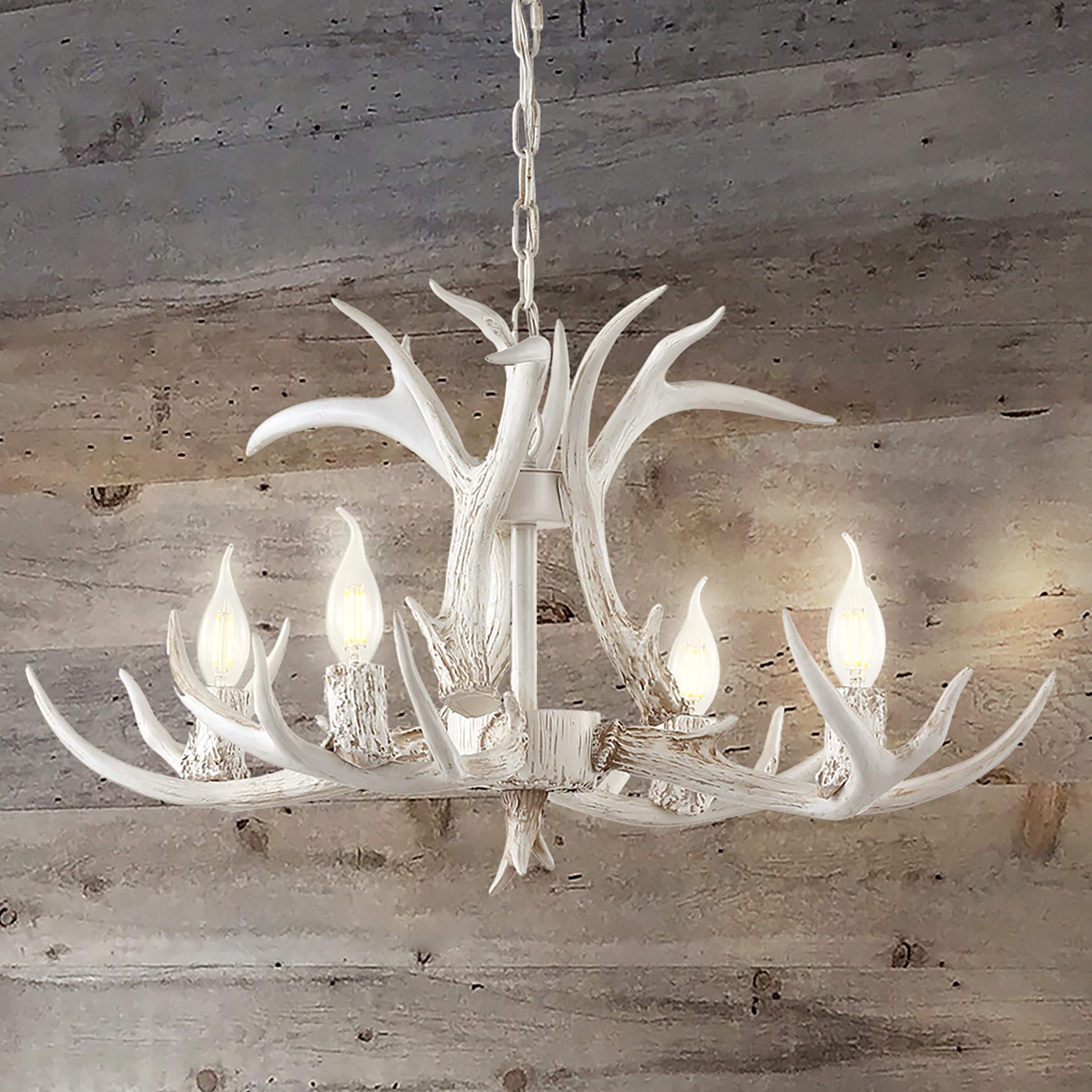 Jonathan Y Jyl6301B Eldora 26'' Adjustable Resin Antler 4-Light Led Chandelier, Glam, Rustic,Cottage,Transitional, Dimmable Dini