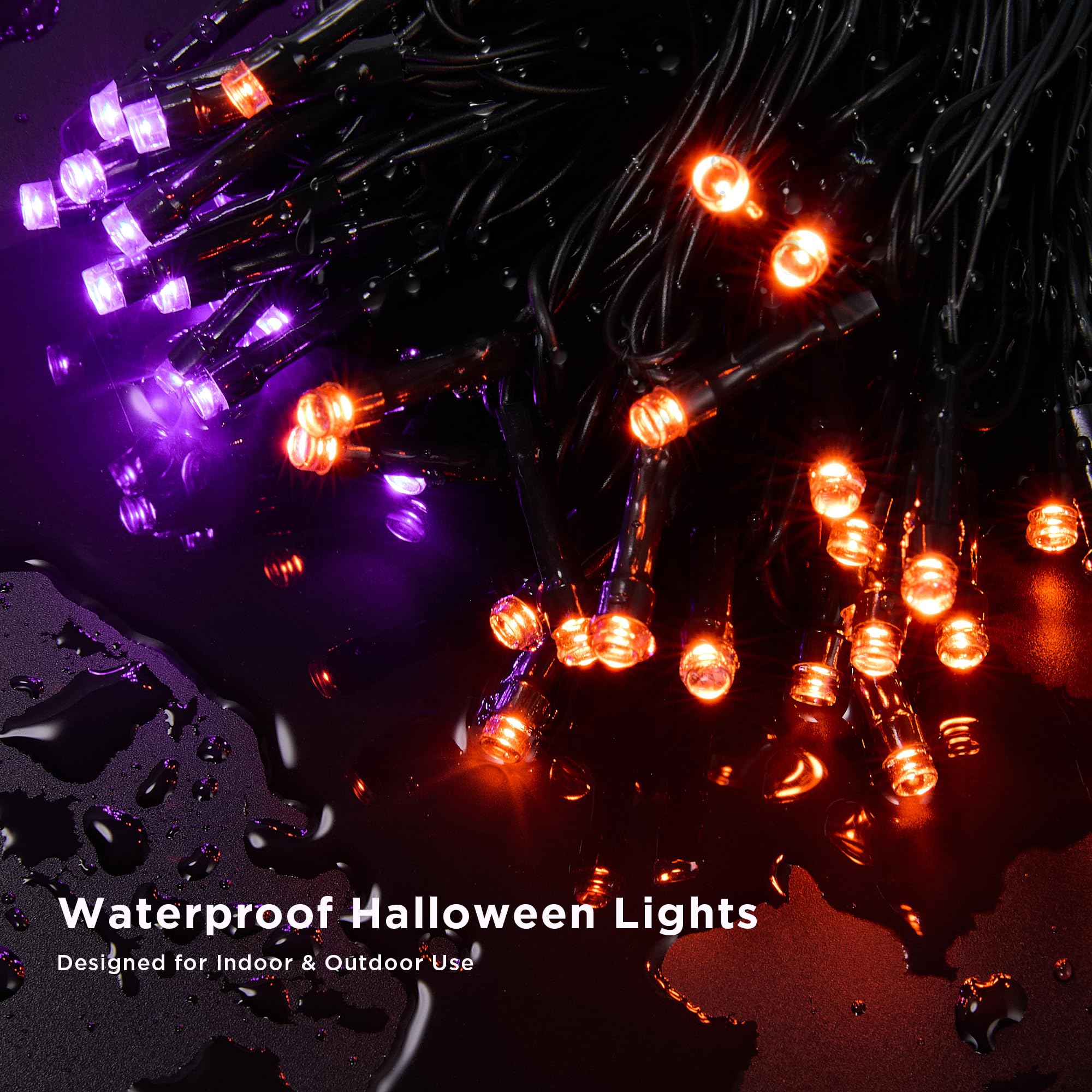 BlcTec Halloween String Lights 300 LED 108FT, Waterproof, 8 Modes, Connectable, Orange Purple, Model JT-EL/FC300V0200-C