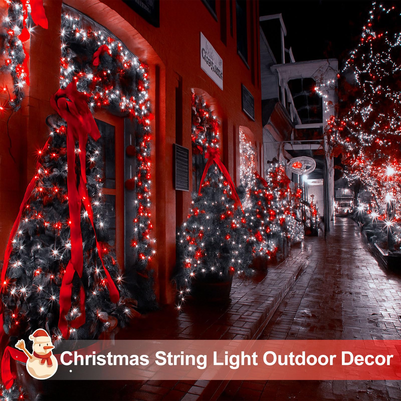 4 Pack 180Ft Solar Christmas Lights Outdoor Waterproof  Super Bright 320 Led Solar String Lights With 8 Lighting Modes  Green Wire Twinkle Tree Light For Outside Xmas Party Decorations (Red And White)