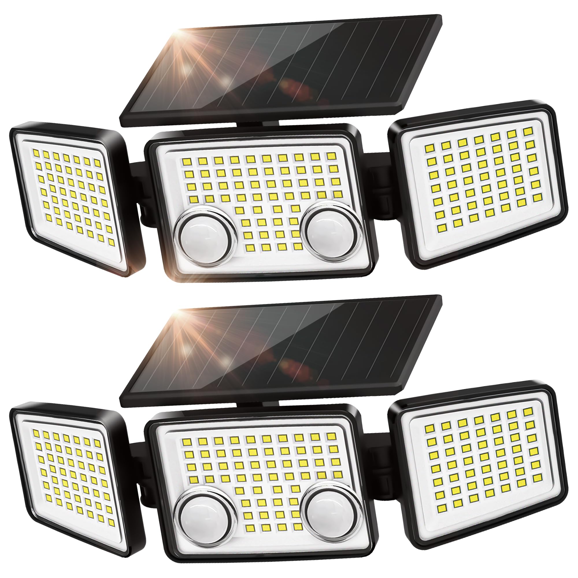 UME Solar Outdoor Lights 3000 Lumen 7000K, 152 LED, Motion Sensor, IP65 Waterproof, 2 Pack, Black, Model S2S-2
