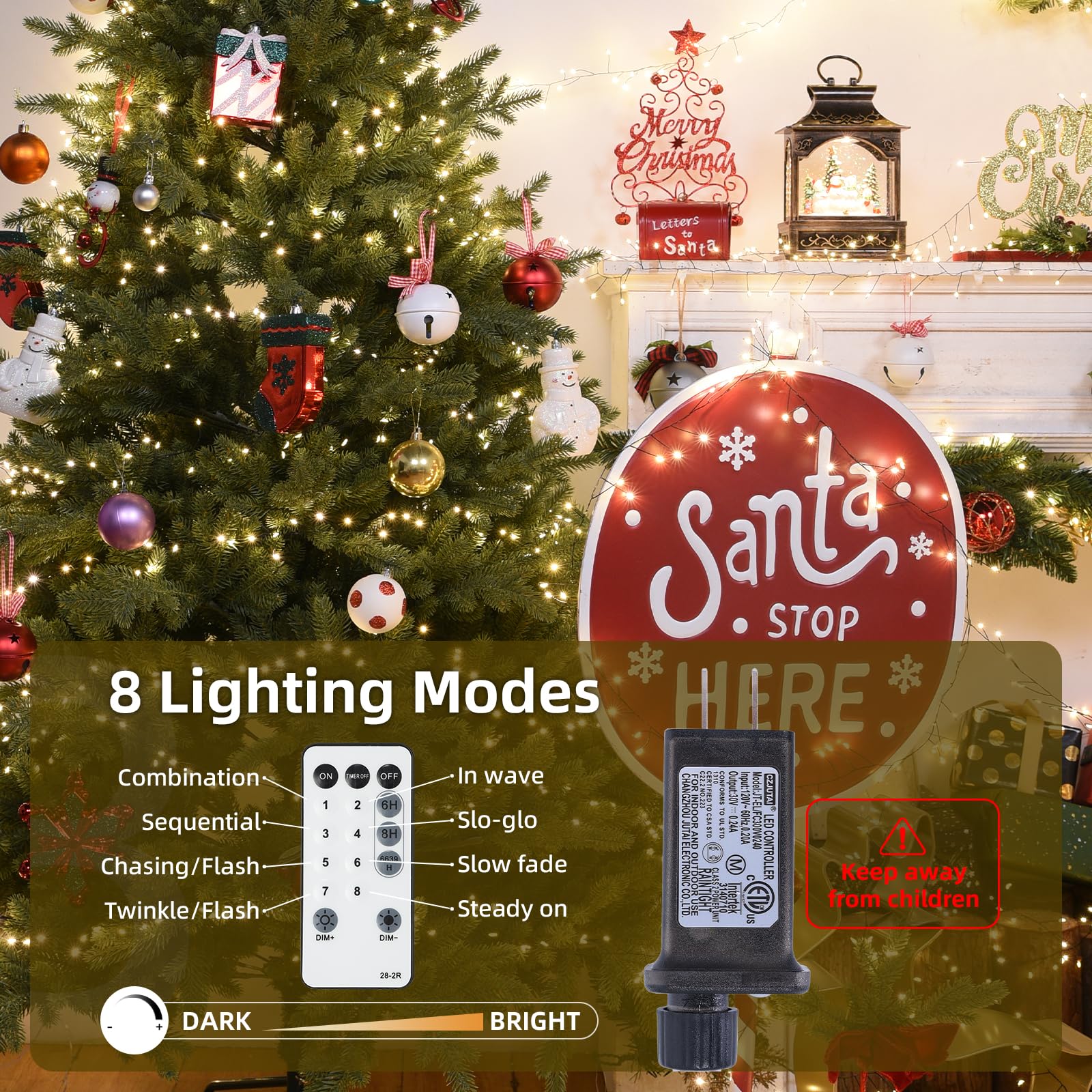 Lycklig Fairy Lights Plug In 65Ft 1000Led Warm Christmas Wreath Twinkle Lights With Timer Remote Waterproof Fire er Firefly Cluster String Light For Bedroom Graland Party Tree Decor Black Wire