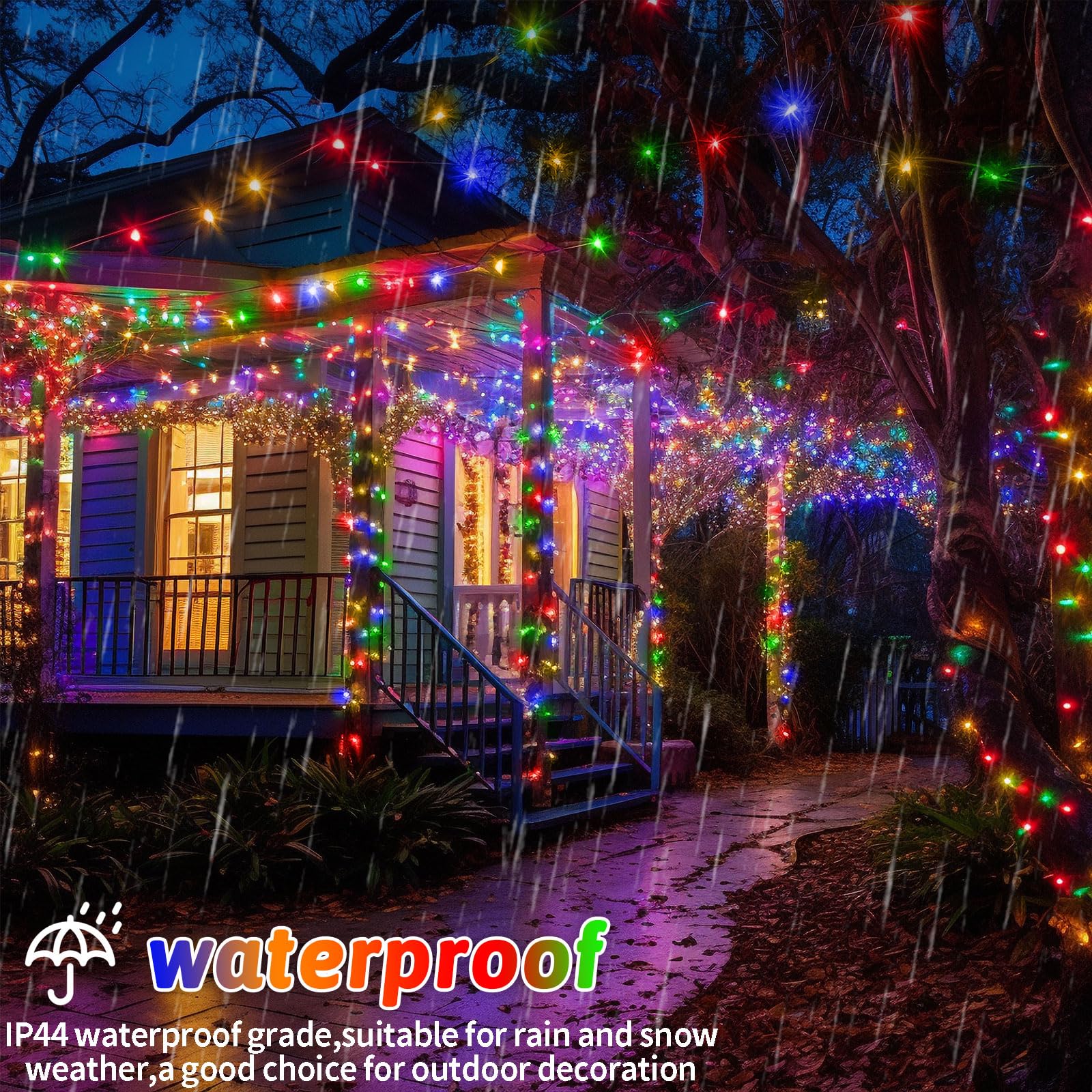 ROADAYLY 131FT 400 LED Christmas String Lights, Waterproof, 8 Modes, Timer, Multicolor