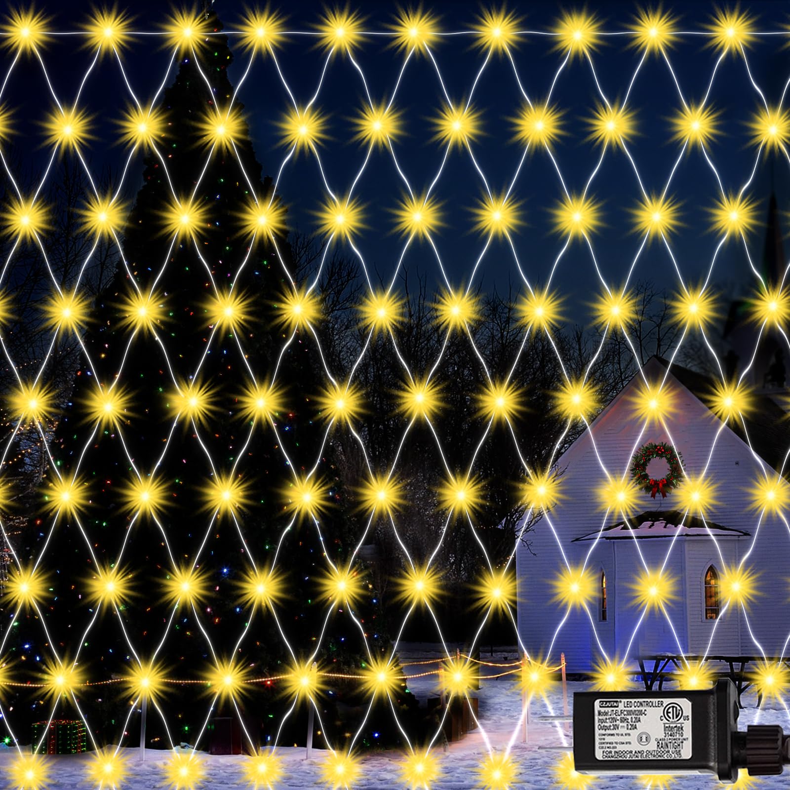 Lovelite 360 LED Net Lights, 21ft x 5ft Christmas Mesh Lights Clear Wire 8 Modes, Waterproof Connectable String Lights Plug in f