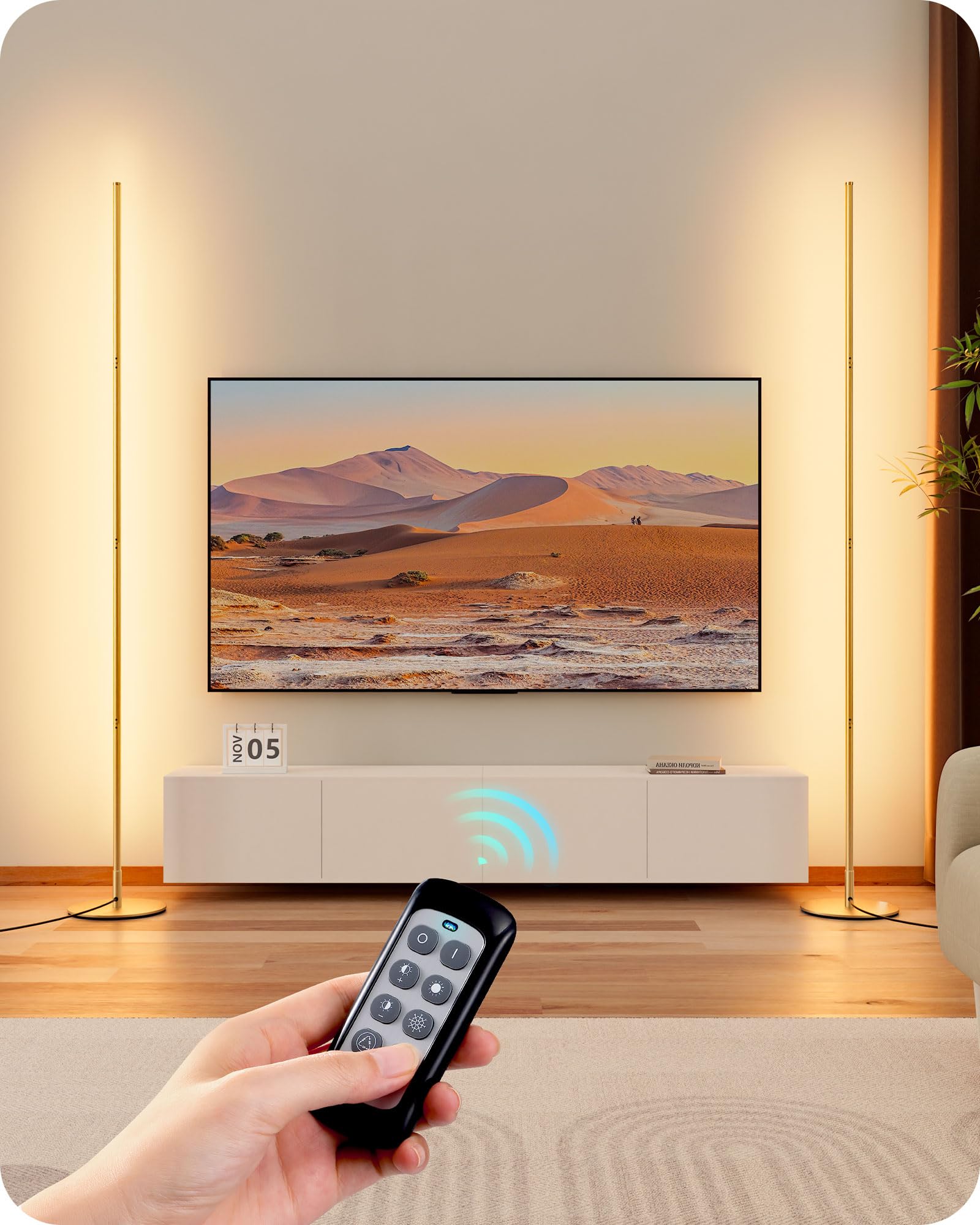 EDISHINE LED Corner Floor Lamp, Set of 2 Corner Light, Modern Minimalist Lit Lamp, Adjustable Standing Lamp, 7 Color Temperature