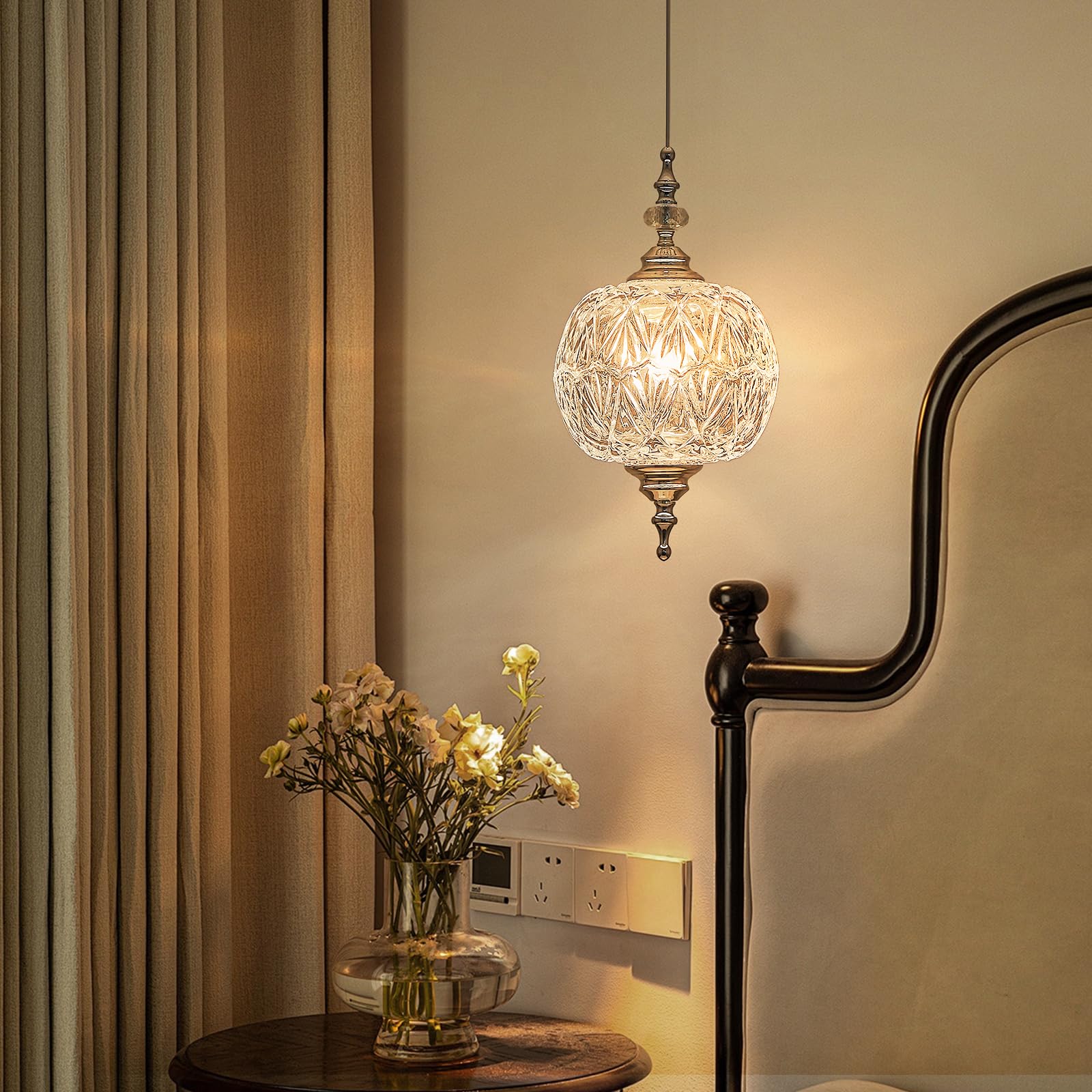 Tlolgt Modern Chrome Pendant Light Fixtures 8.3'' Pendant Lighting For Kitchen Island Living Room Bedroom