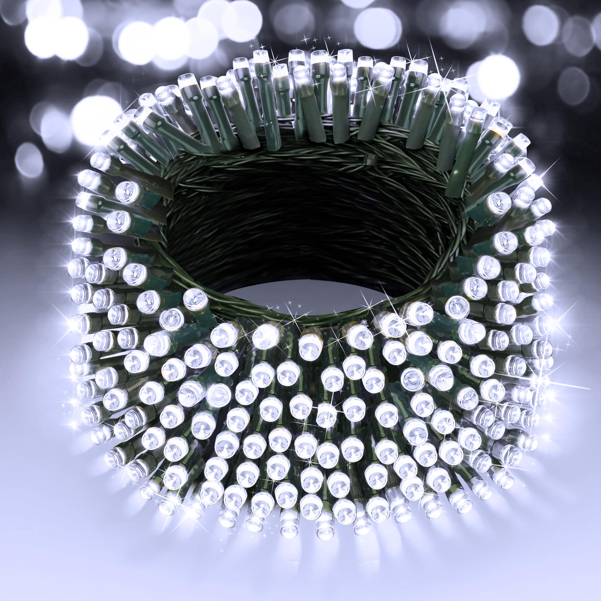 XURISEN 280 LED String Lights, 108FT Plug-in Christmas Decor Indoor/Outdoor Waterproof, 8 Modes & Memory Twinkle Green Wire Fair