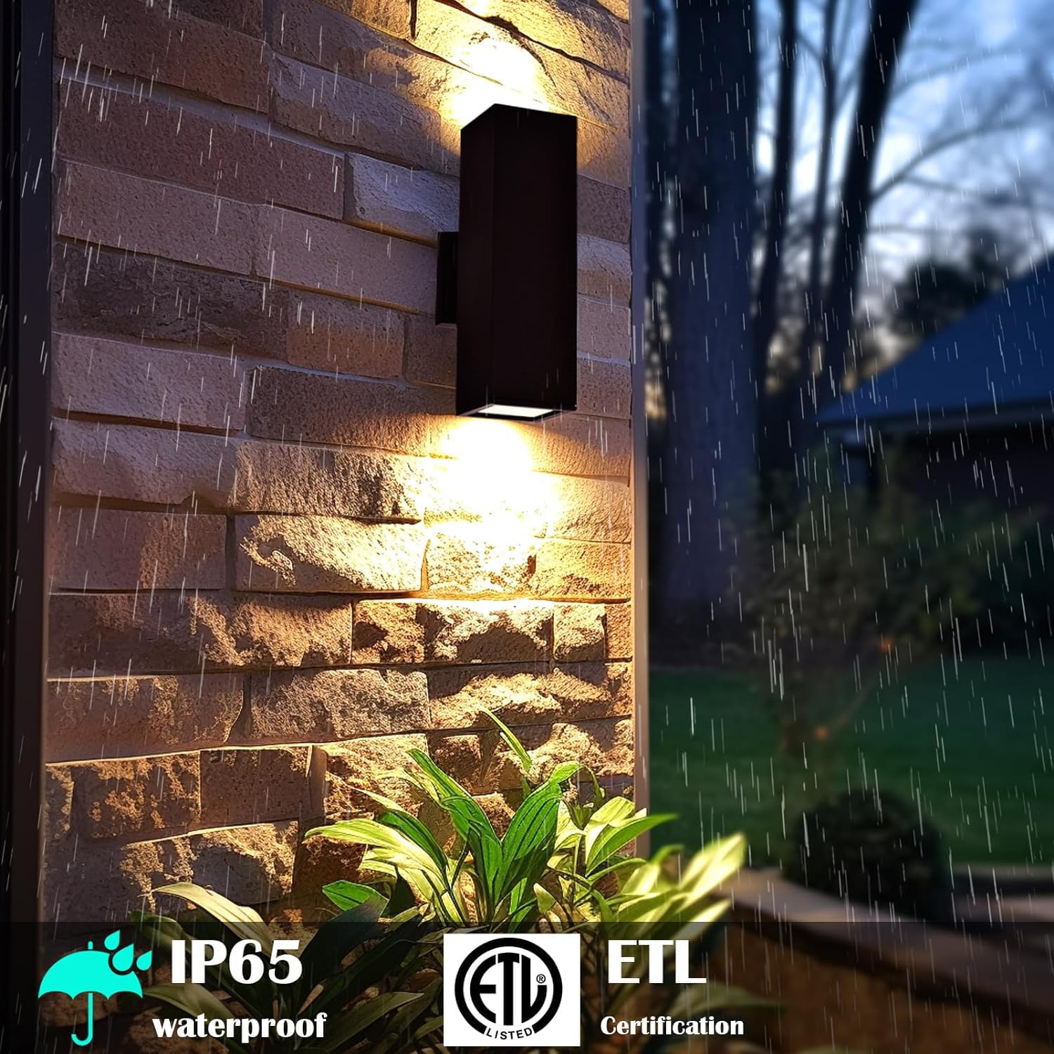 iYogaled Up and Down Outdoor Wall Light Fixture, 2 Pack, IP65 Matte Black, Dusk to Dawn, ETL Listed, Model K1213
