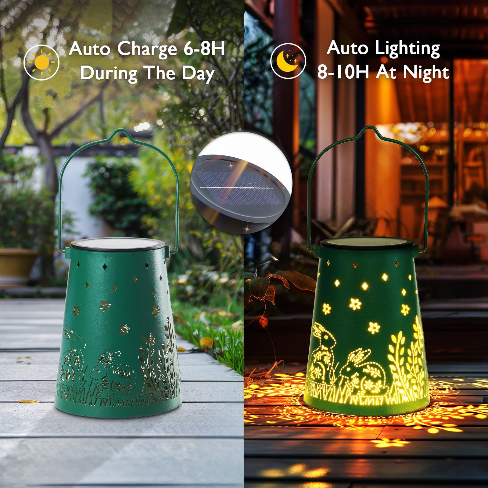 Homemory Solar Lanterns Rabbit Lights Outdoor Waterproof Garden Decor ...