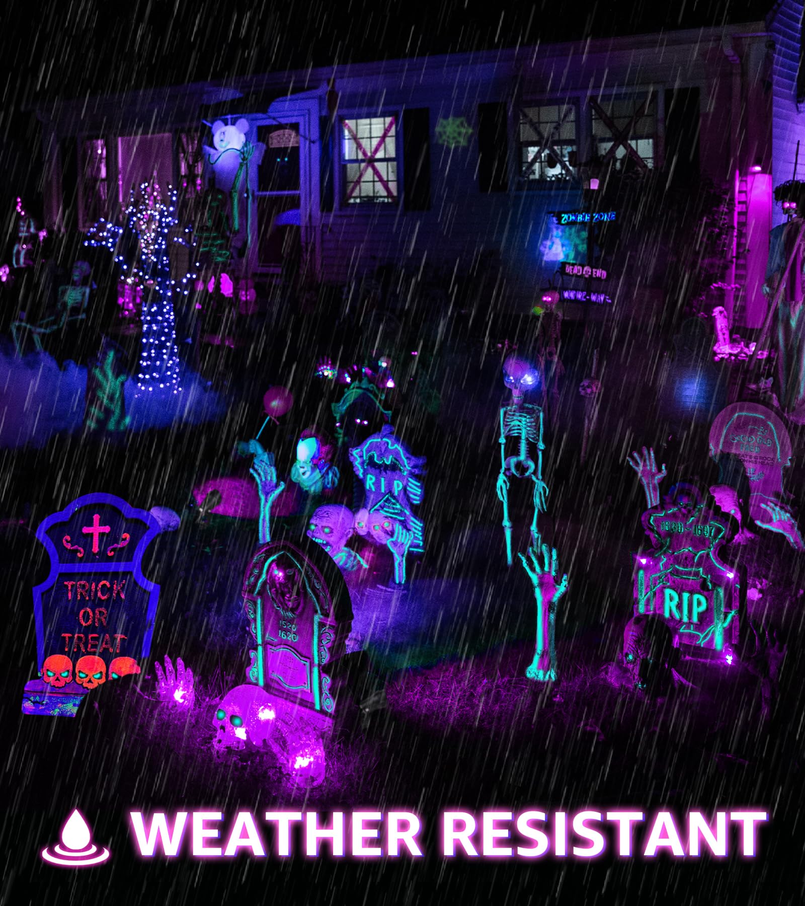 Urtom Halloween Black Light Spot Light Outdoor Blacklight Spotlight 15W Outdoor Black Light Waterproof Purple Blacklight Spotlight Outdoor Led Black Light For Glow Party Fluorescence Poster, 2 Pack