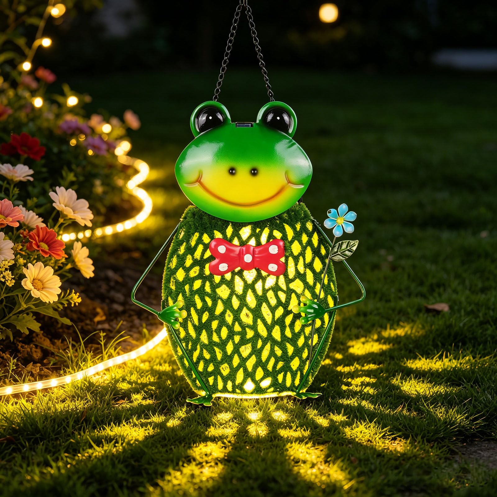Frog Solar Hanging Lights Outdoor Handmade Iron Solar Outdoor Lanterns Waterproof Perfect for Floor, Patio, Yard, Garden Decorat