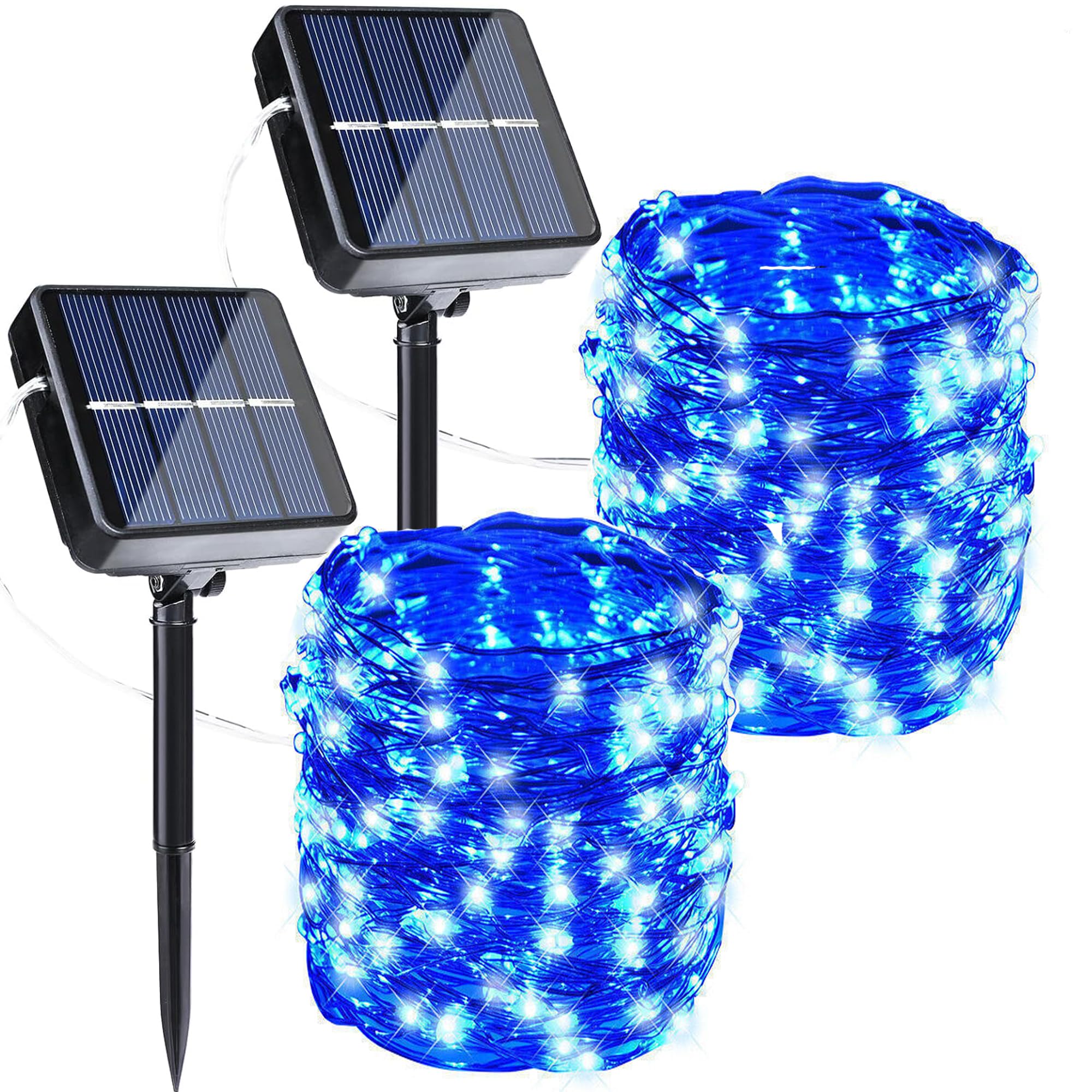 Joomer Solar Fairy Lights Outdoor, 2Pack Total 80FT 240LED 8 Modes Solar Fairy Lights, Waterproof String Lights for Outdoor Decoration (Blue)