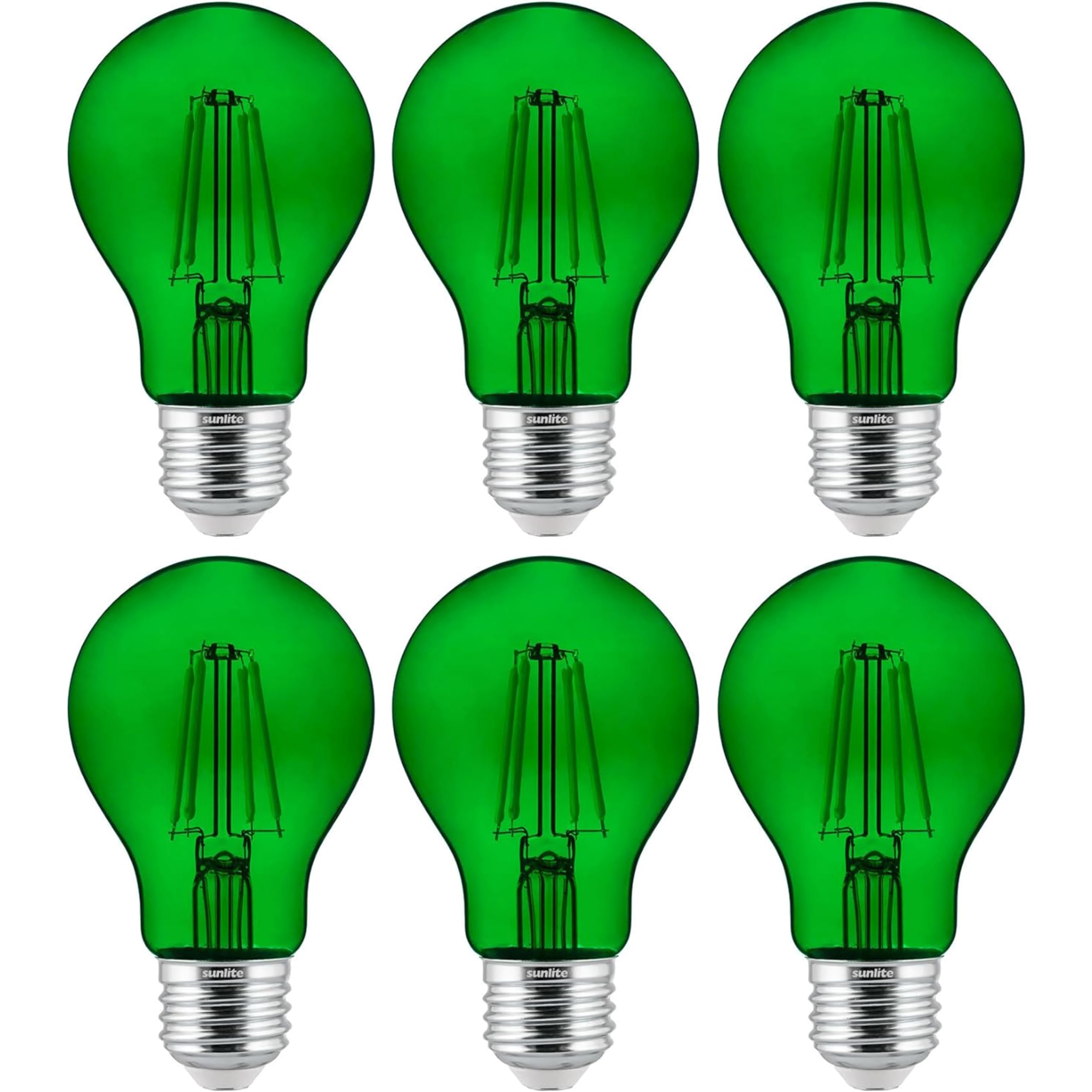 Sunlite 40941 Led Colored Filament A19 Light Bulb, 4.5 Watts, Medium E26 Base, 120 Volts, Transparent Green, Dimmable, 320 Degre
