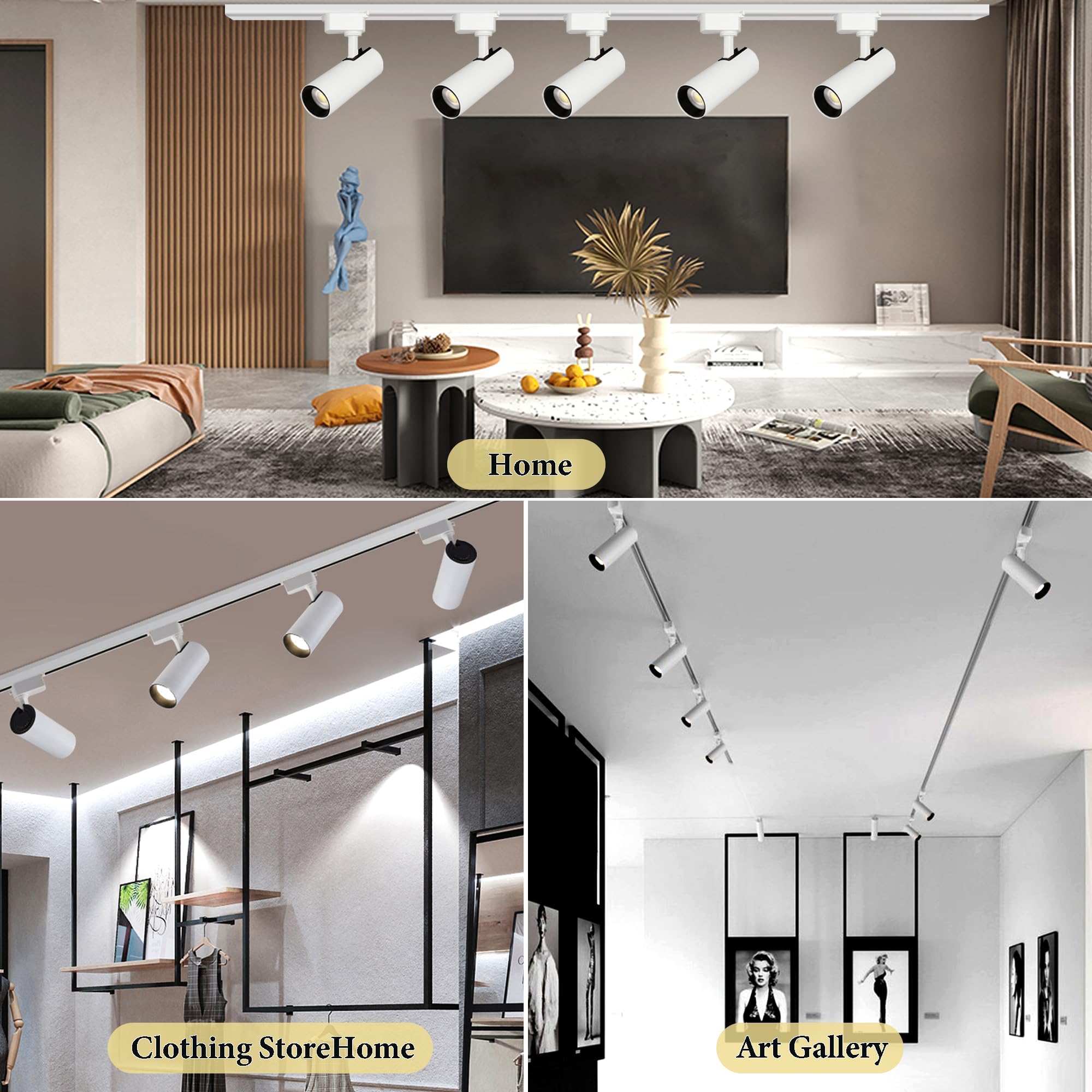 Bravsekai Ultra-Bright H Type Track Lighting Kit With 13.1 Ft Track Rails, 12 Heads 4000K Natural White 20W 2400Lm, Dimmable Plu