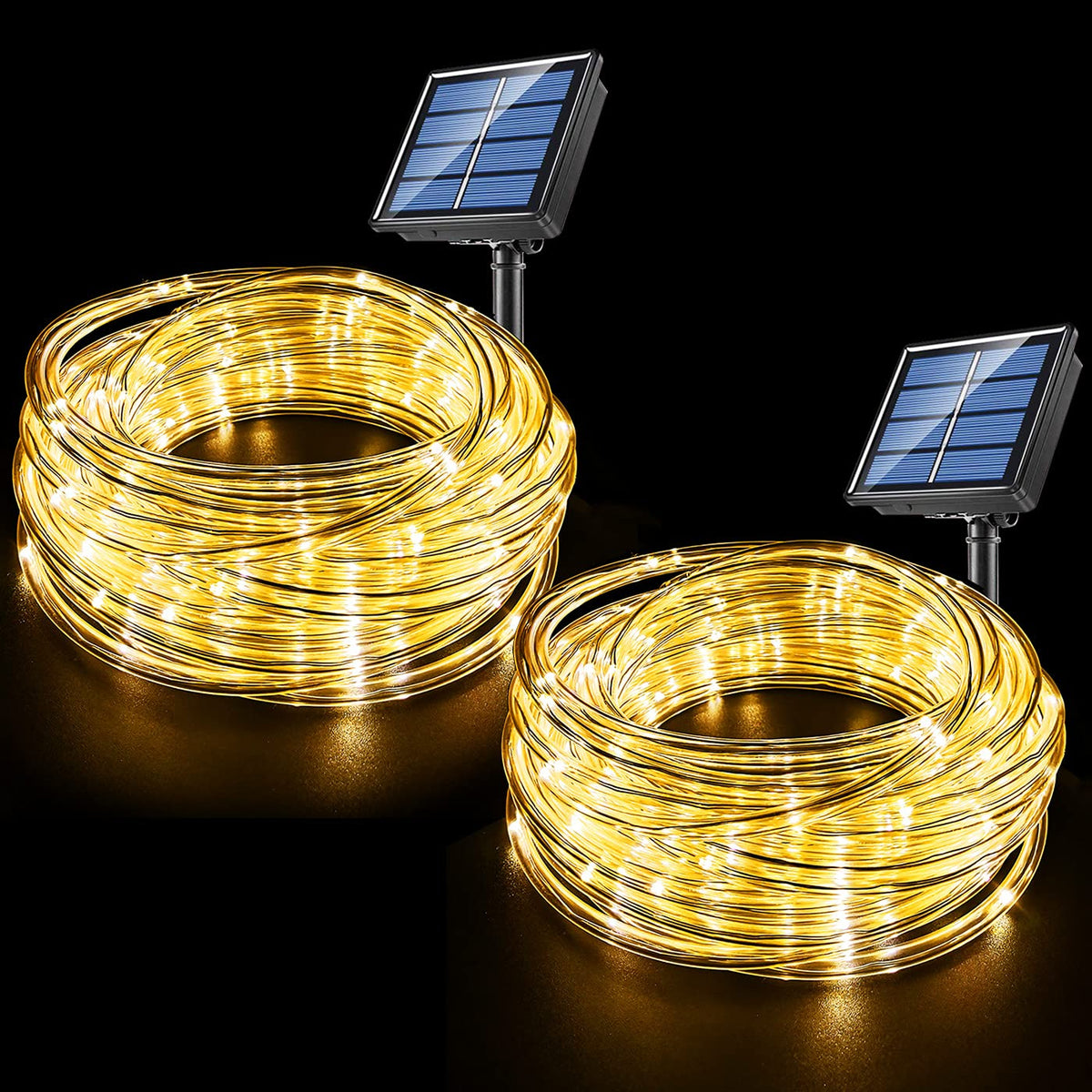 Fatpoom Solar Lights Rope Lights Solar Powered String Lights 40Ft 120 Leds 8 Modes Fairy Lights Outdoor Decoration Lighting For