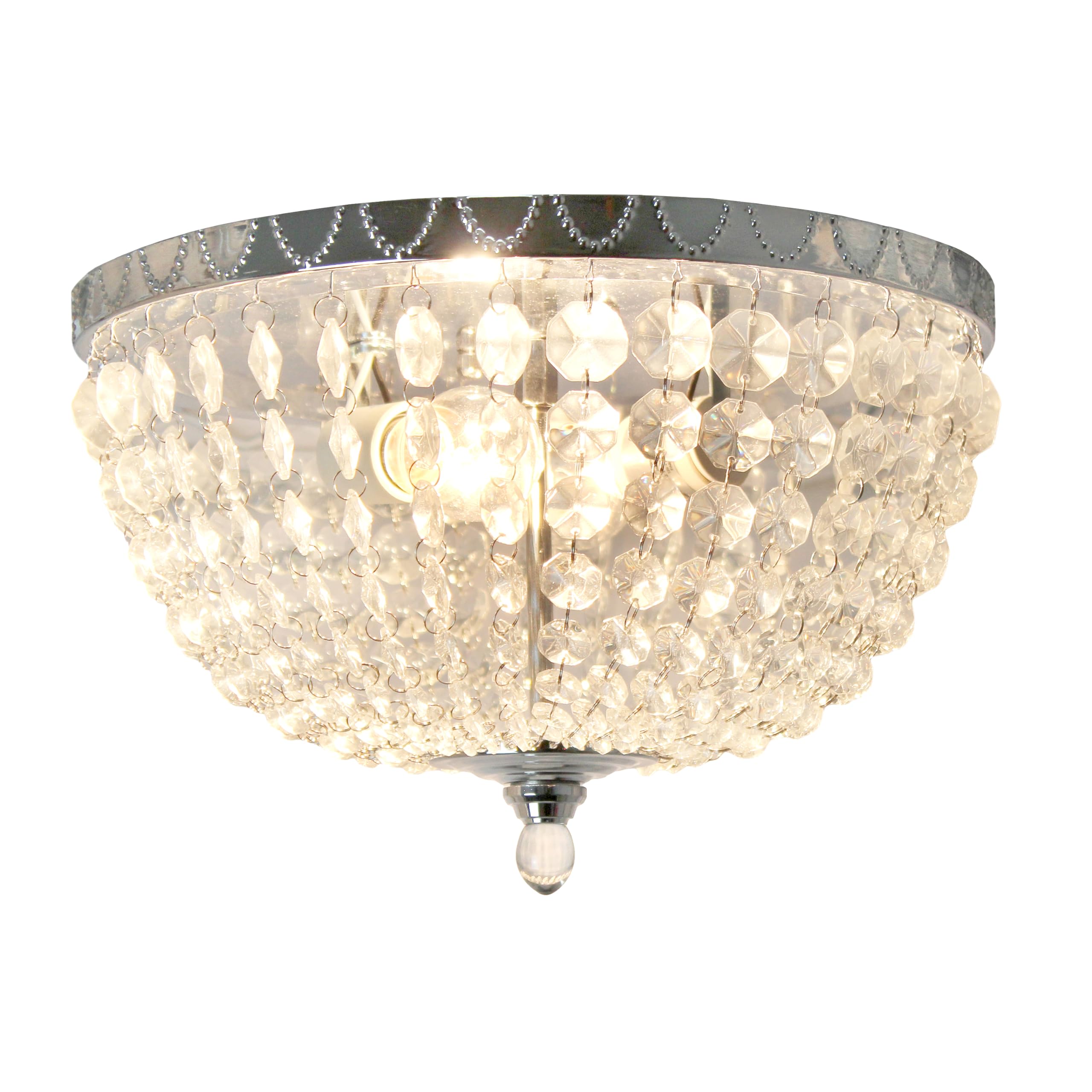 Elegant Designs FM1001-CHR Flushmount Ceiling Light, Crystal, Chrome, 13inx13inx8.25in