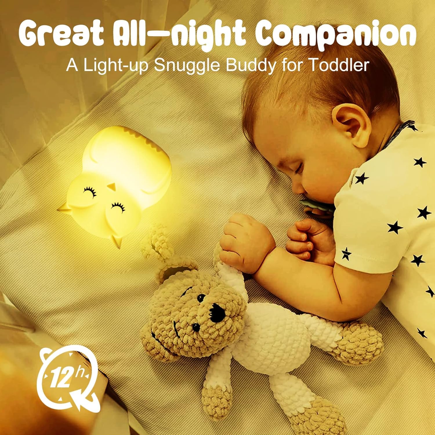 ShaArkMango LED Night Light - Cute Owl Bedside Lamp, Rechargeable, Dimming & Timer, Silicone Rubber, B-Owl, Model JL-213 for Kids