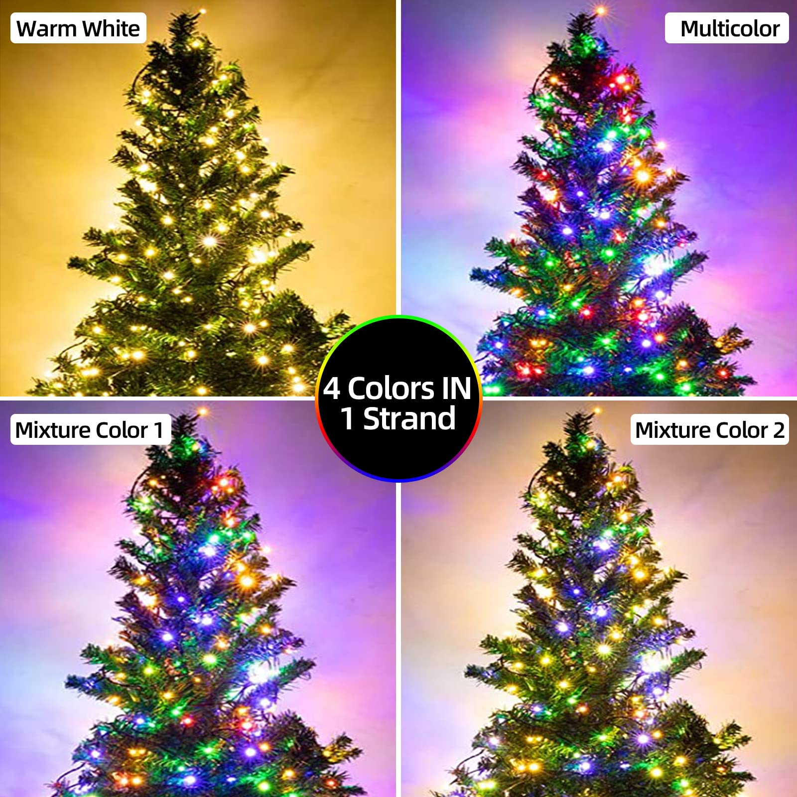 Mzd8391 262Ft 800 Led Color Changing Christmas Lights Outdoor Indoor, Warm White Multicolor Christmas Tree Lights, Waterproof Christmas Fairy String Lights Timer Remote, 11 Lighting Modes