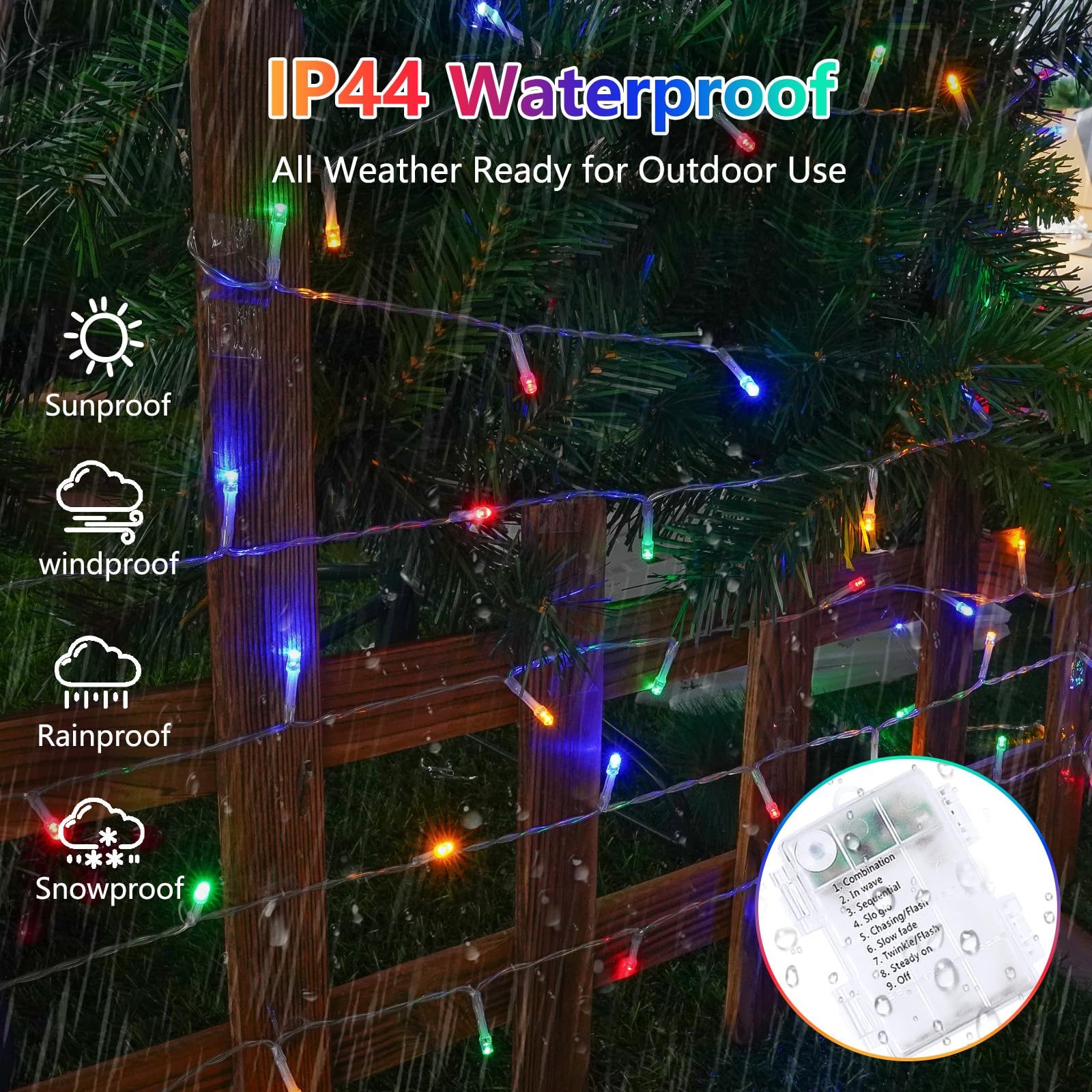 2 Pack Christmas String Lights Battery Operated With Timer  66Ft 200 Led Waterproof Twinkle Lights  8 Modes Fairy Light For Indoor And Outdoor Bedroom Garland Tree Christmas Decorations (Multicolor)