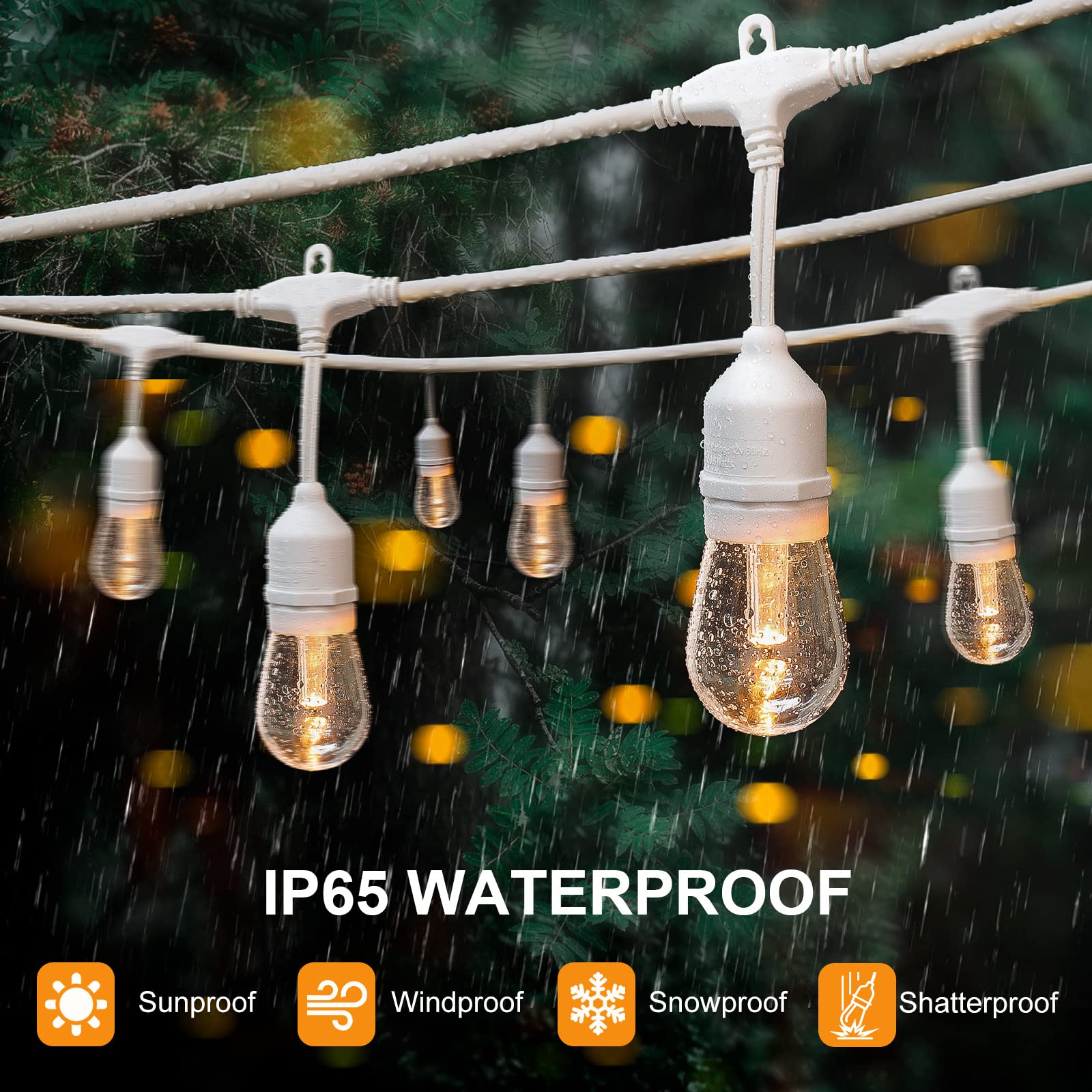 Mlambert 3-Color In 1 Dimmable Solar String Lights Outdoor, 48Ft Patio String Lights With Remote And 15+3 Waterproof Led Bulbs F