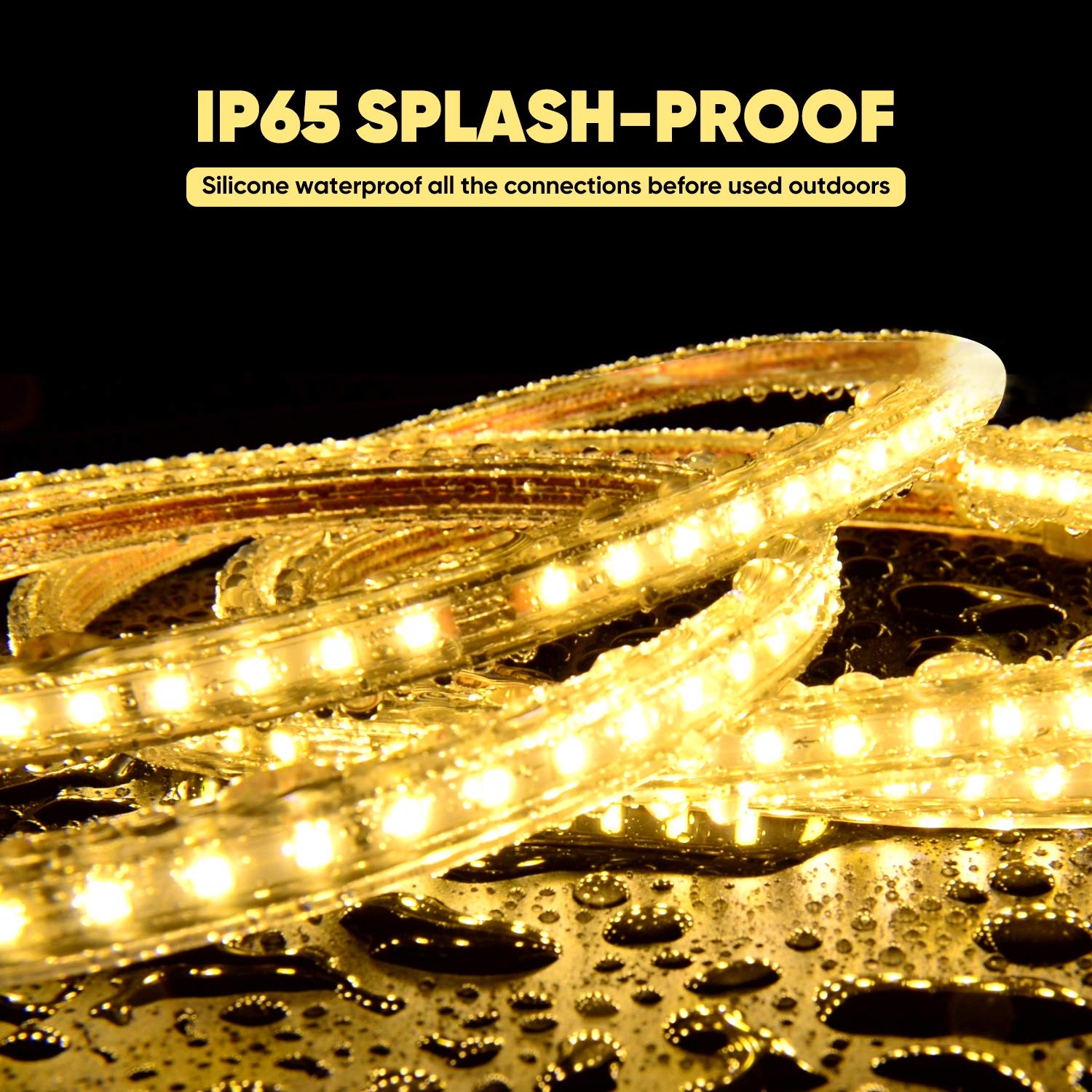 Shine Decor Led Strip Light 150Ft 120Vac, Super Bright 19012 Lumens Dimmable, Ip65 Waterproof For Outdoor Indoor, 3000K Warm Whi