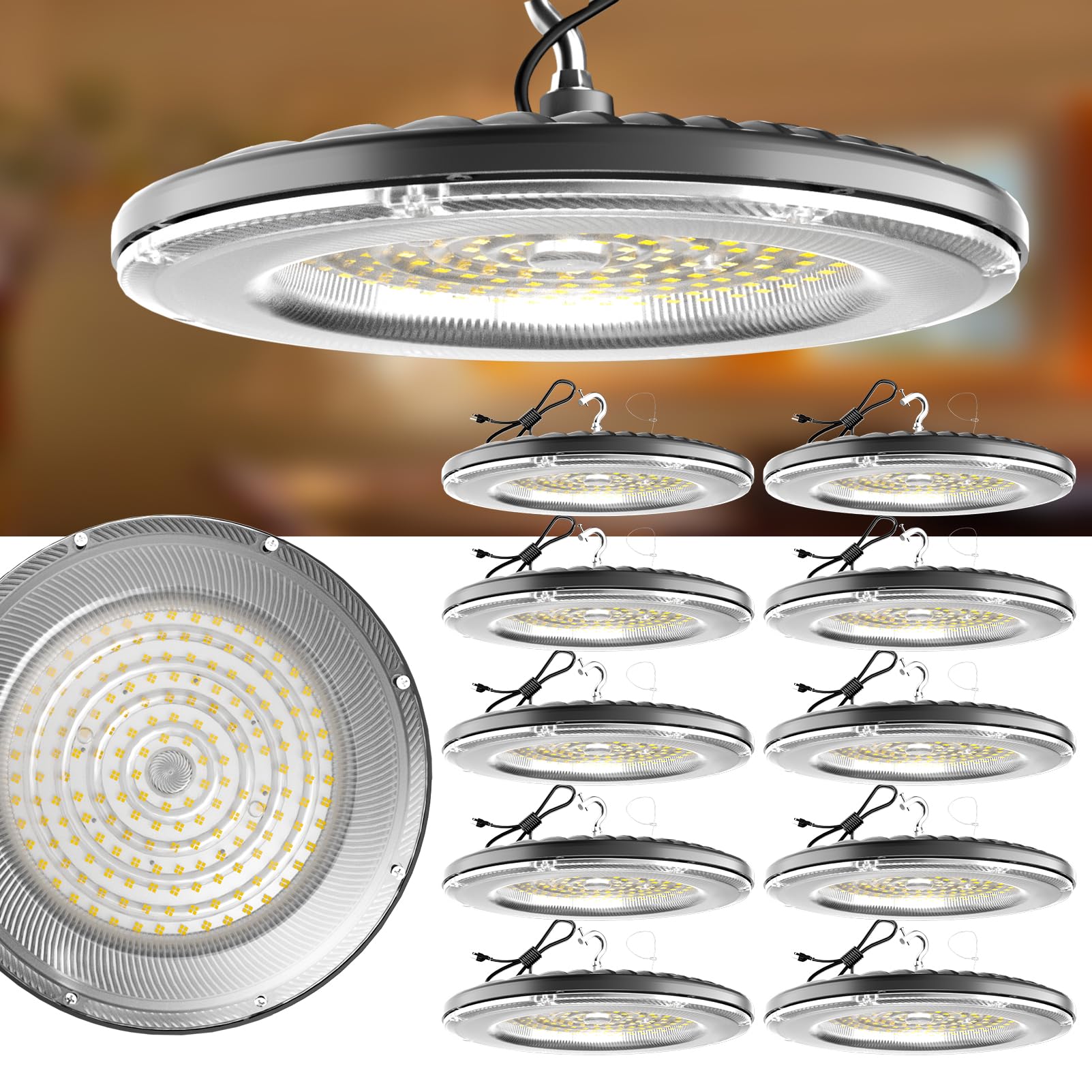 Lightdot 240W LED High Bay Light 36000lm (Eqv.1000W MH/HPS) UFO High Bay Shop Light AC100-277V ETL Listed High Bay Lighting for 