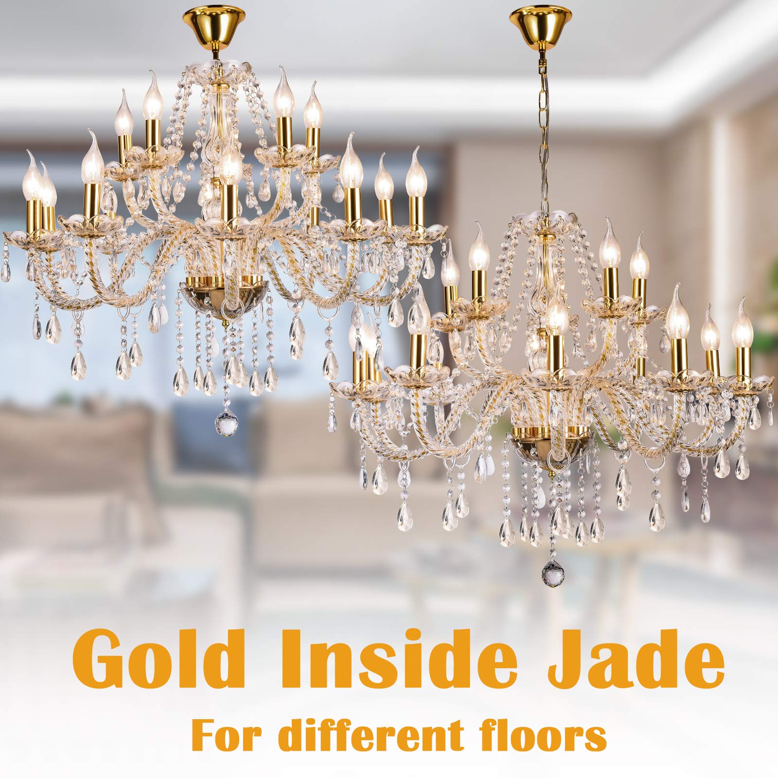 Panghuhu88 Crystal Candle Chandeliers Lighting 15 Lights Pendant Ceiling Fixture Lamp For Dining Living Room Bedroom Hallway Ent