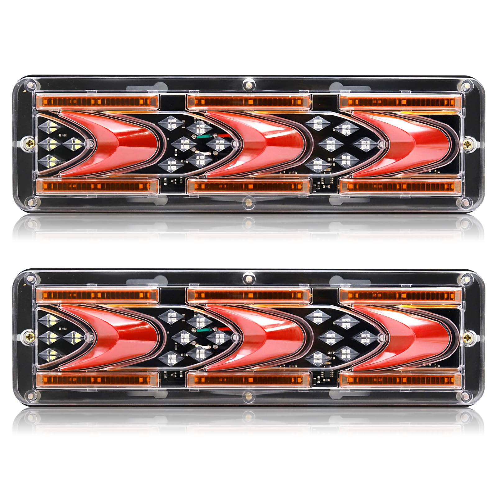 Xuzimaoyi 2Pcs Turn Signal Brake Reverse Taillight Led Truck Tail Lights Rectangular Turn Signal Stop Led Trailer Tail Light For