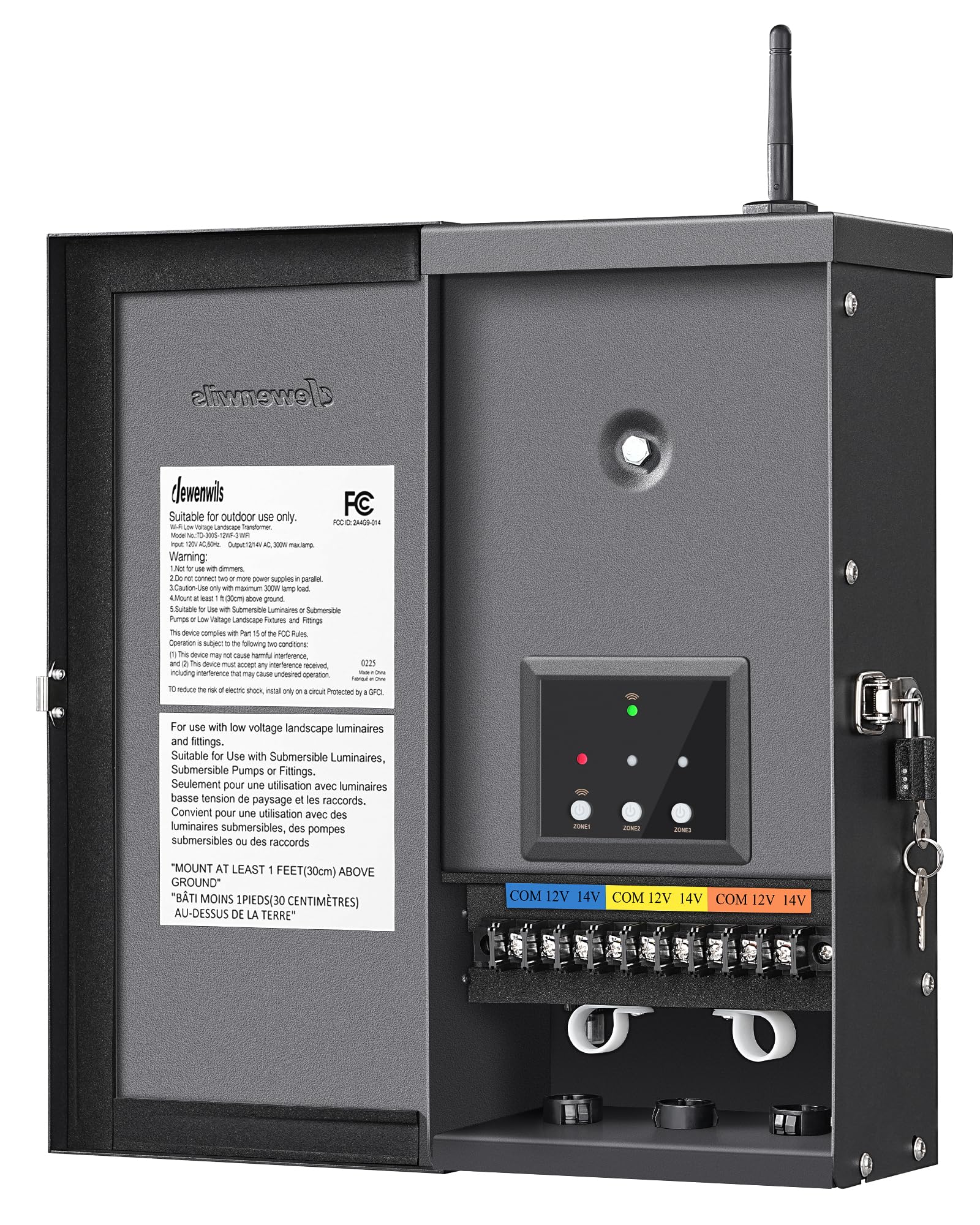 DEWENWILS 300W Low Voltage Landscape Transformer WiFi with 3 Zones, Outdoor Landscape Lighting Transformer, 120V AC to 12/14V AC