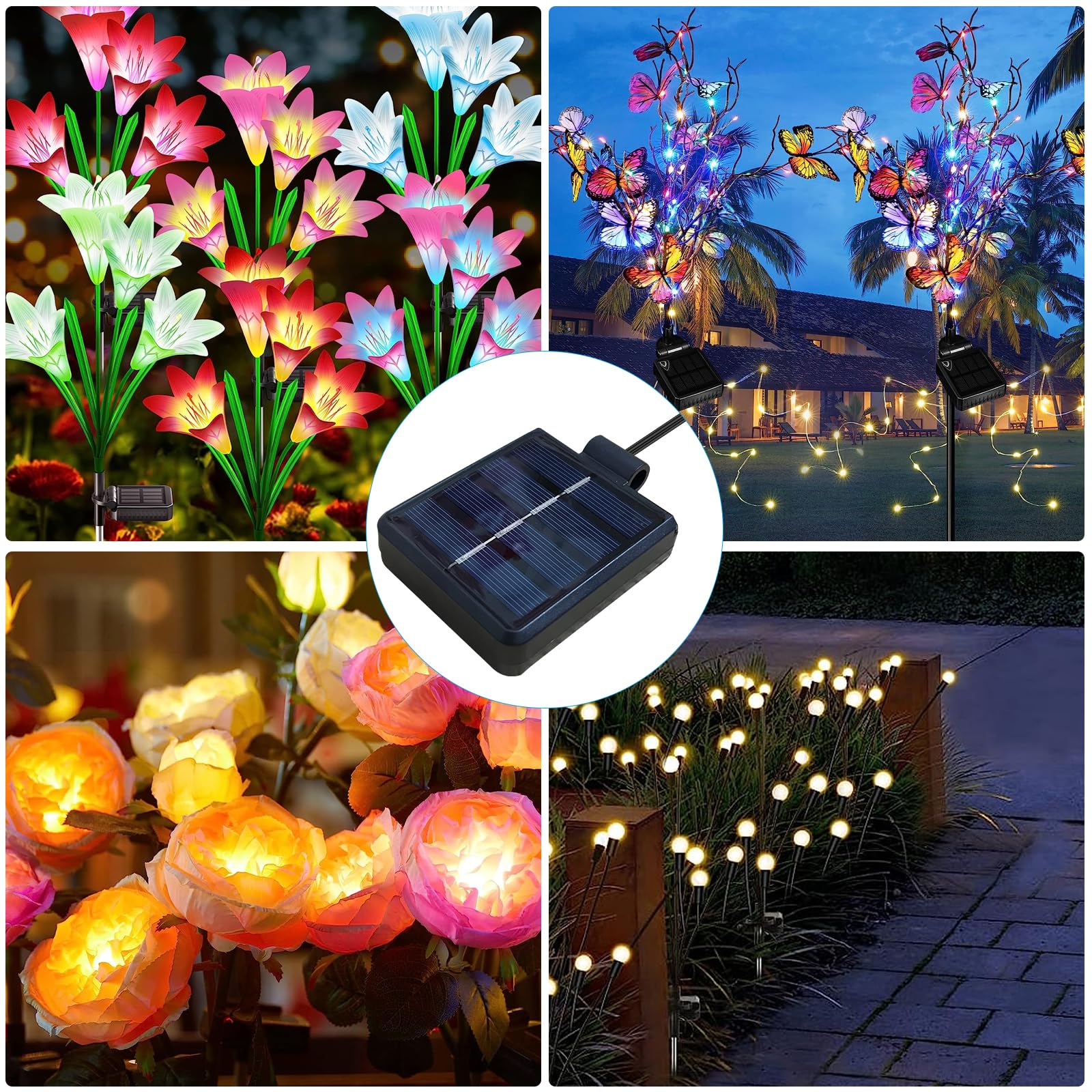 AQEENURA Solar Lantern Light Replacement Tops, LED Plastic Lid for Outdoor Flower DIY, Square 2 pcs, Black