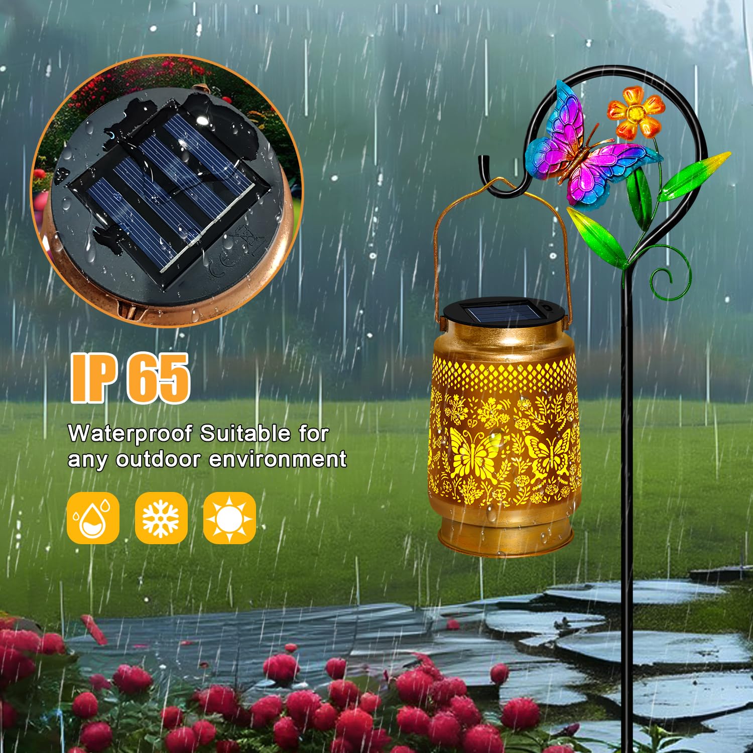Tedof Solar Lanterns Outdoor Waterproof,Butterfly Solar Lights Garden Decor Gifts For Mom Women Grandma Decoration Outside For Y
